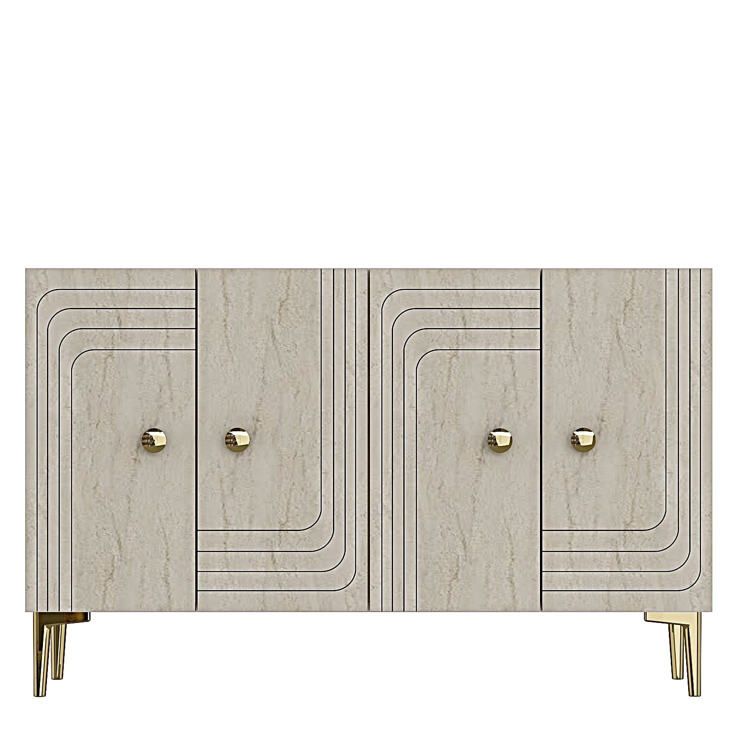 Consola Lessi 120, 120 x 75 x 32 cm, alb travertin auriu, PAL melaminat, spatiu de depozitare, fixare pe perete, alb / travertin / gold — imaginea 5