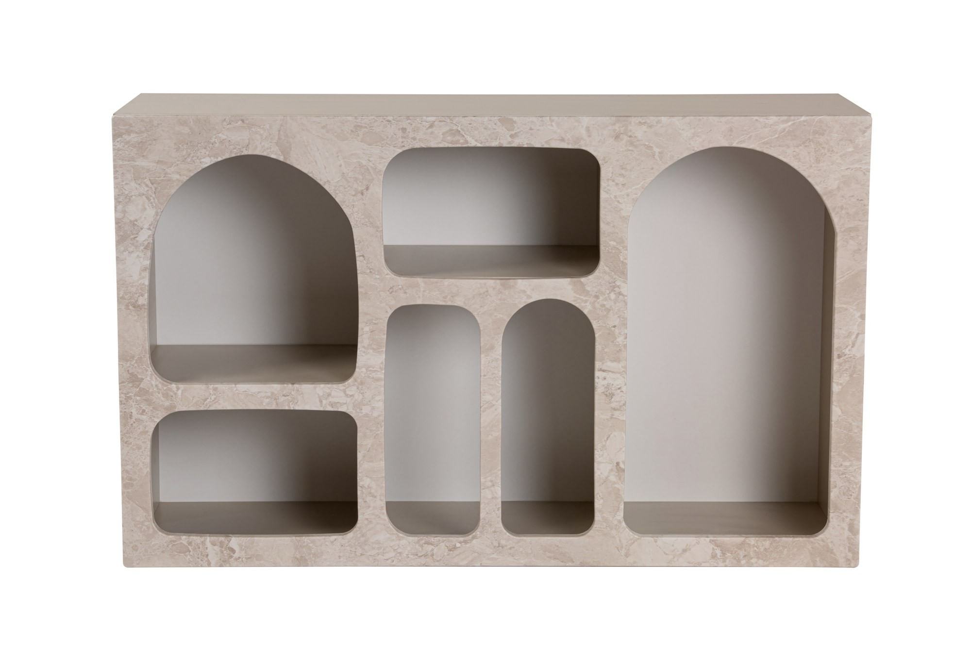 Consola Liva 120, 120 x 74 x 37 cm, traverten marmura bej nisip, PAL melaminat, traverten marble / sandstone — imaginea 3