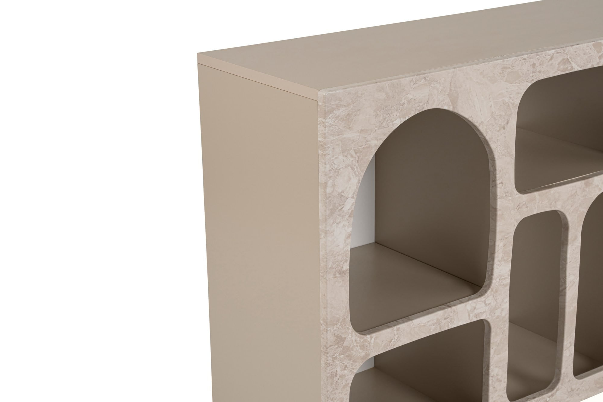 Consola Liva 120, 120 x 74 x 37 cm, traverten marmura bej nisip, PAL melaminat, traverten marble / sandstone — imaginea 6