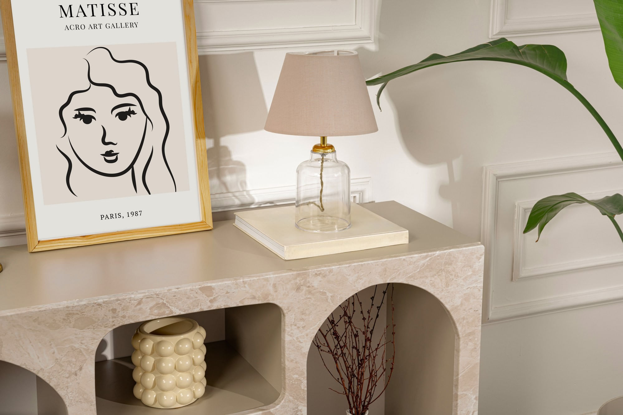 Consola Liva 120, 120 x 74 x 37 cm, traverten marmura bej nisip, PAL melaminat, traverten marble / sandstone — imaginea 7