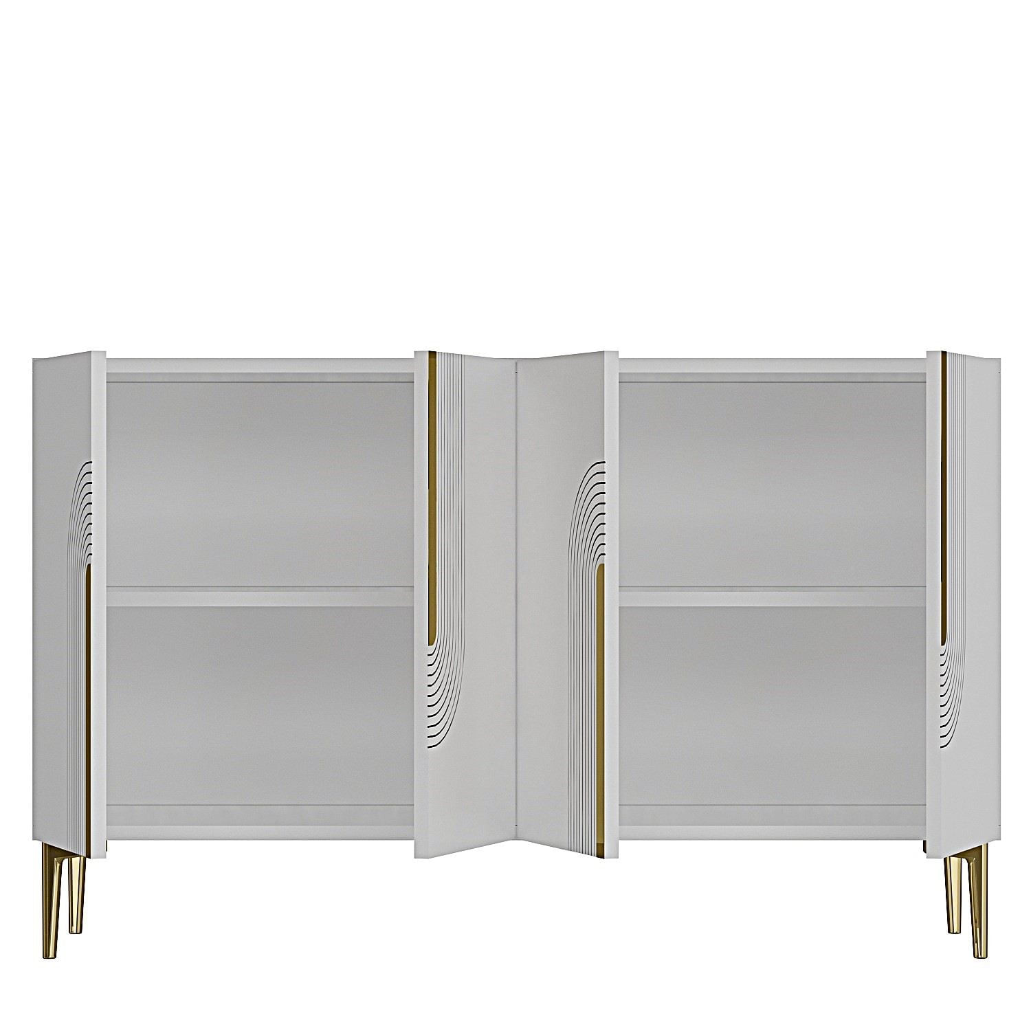 Consola Meyra 120, 120 x 75 x 32 cm, alb auriu, PAL melaminat, spatiu de depozitare, fixare pe perete, alb / gold — imaginea 6