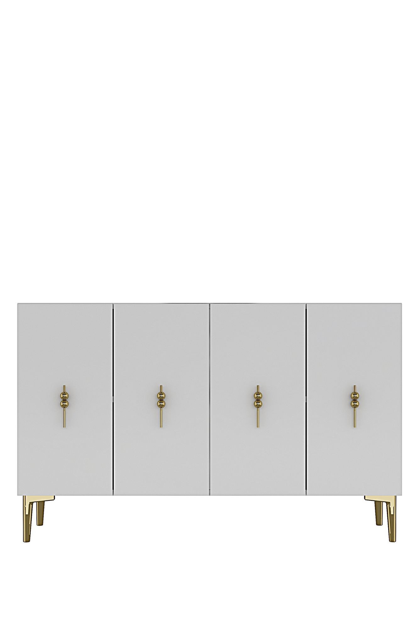 Consola Salkım 120, 120 x 79 x 32 cm, alb auriu, PAL melaminat, spatiu de depozitare, fixare pe perete, alb / gold