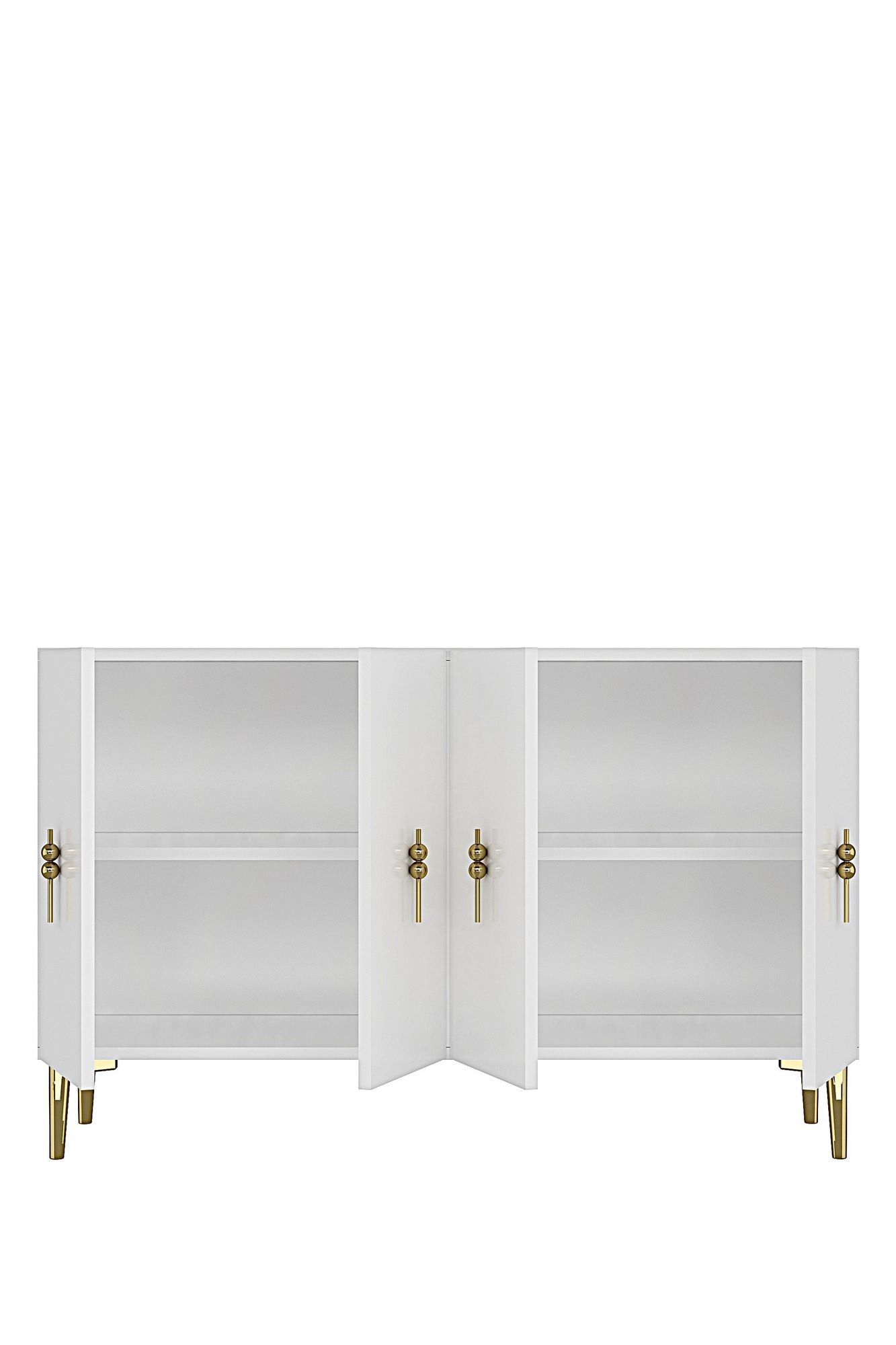 Consola Salkım 120, 120 x 79 x 32 cm, alb auriu, PAL melaminat, spatiu de depozitare, fixare pe perete, alb / gold — imaginea 3