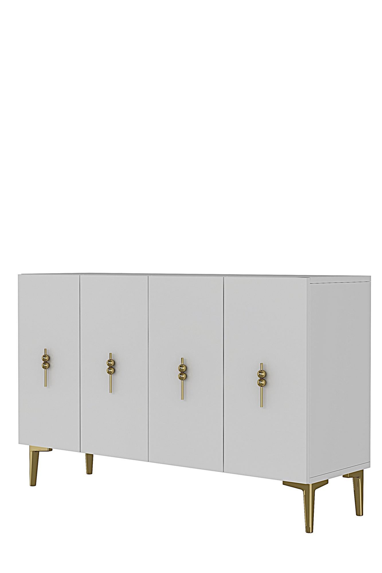 Consola Salkım 120, 120 x 79 x 32 cm, alb auriu, PAL melaminat, spatiu de depozitare, fixare pe perete, alb / gold — imaginea 6