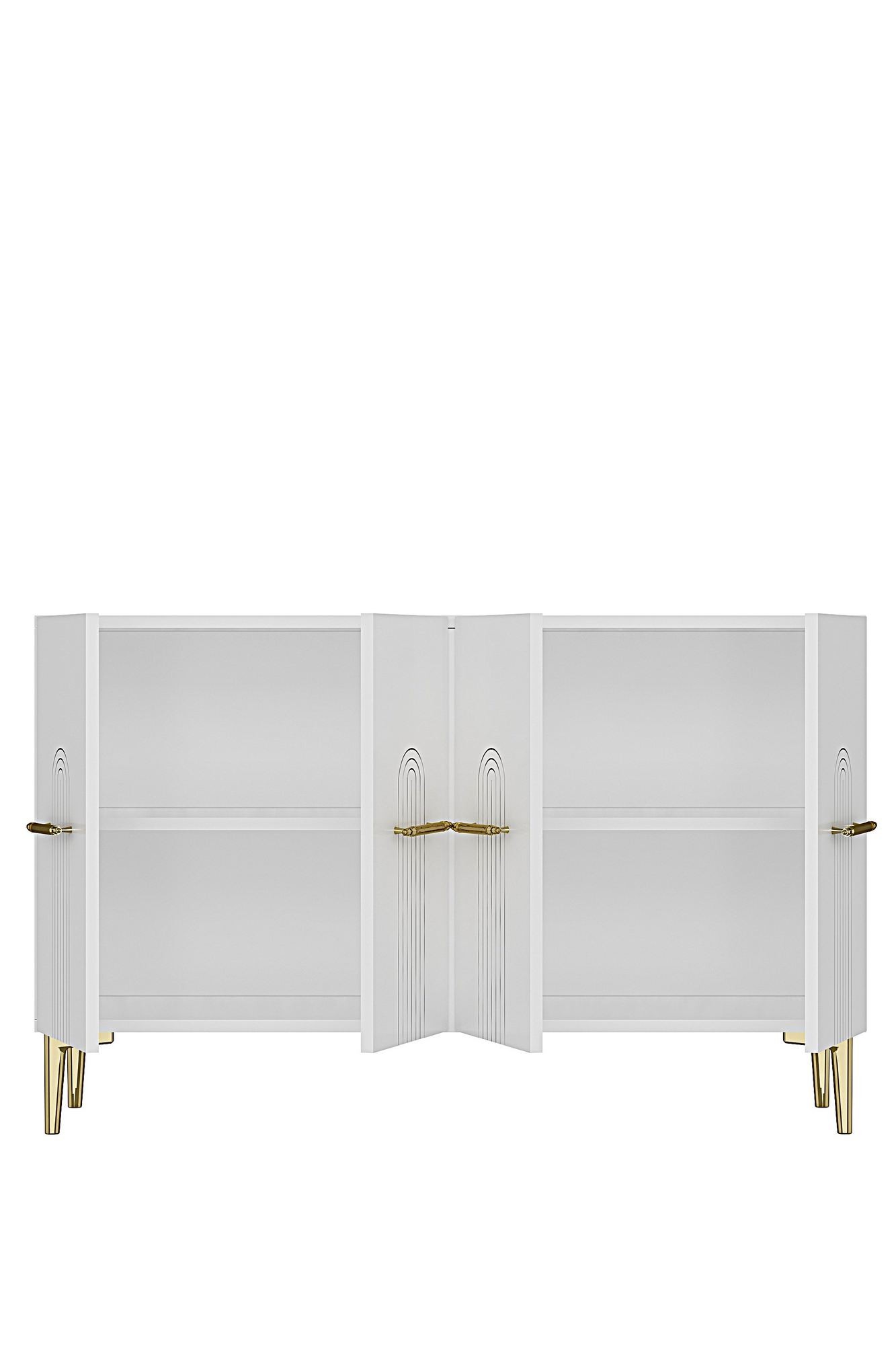 Consola Ida 120, 120 x 79 x 32 cm, alb auriu, PAL melaminat, spatiu de depozitare, fixare pe perete, alb / gold — imaginea 2