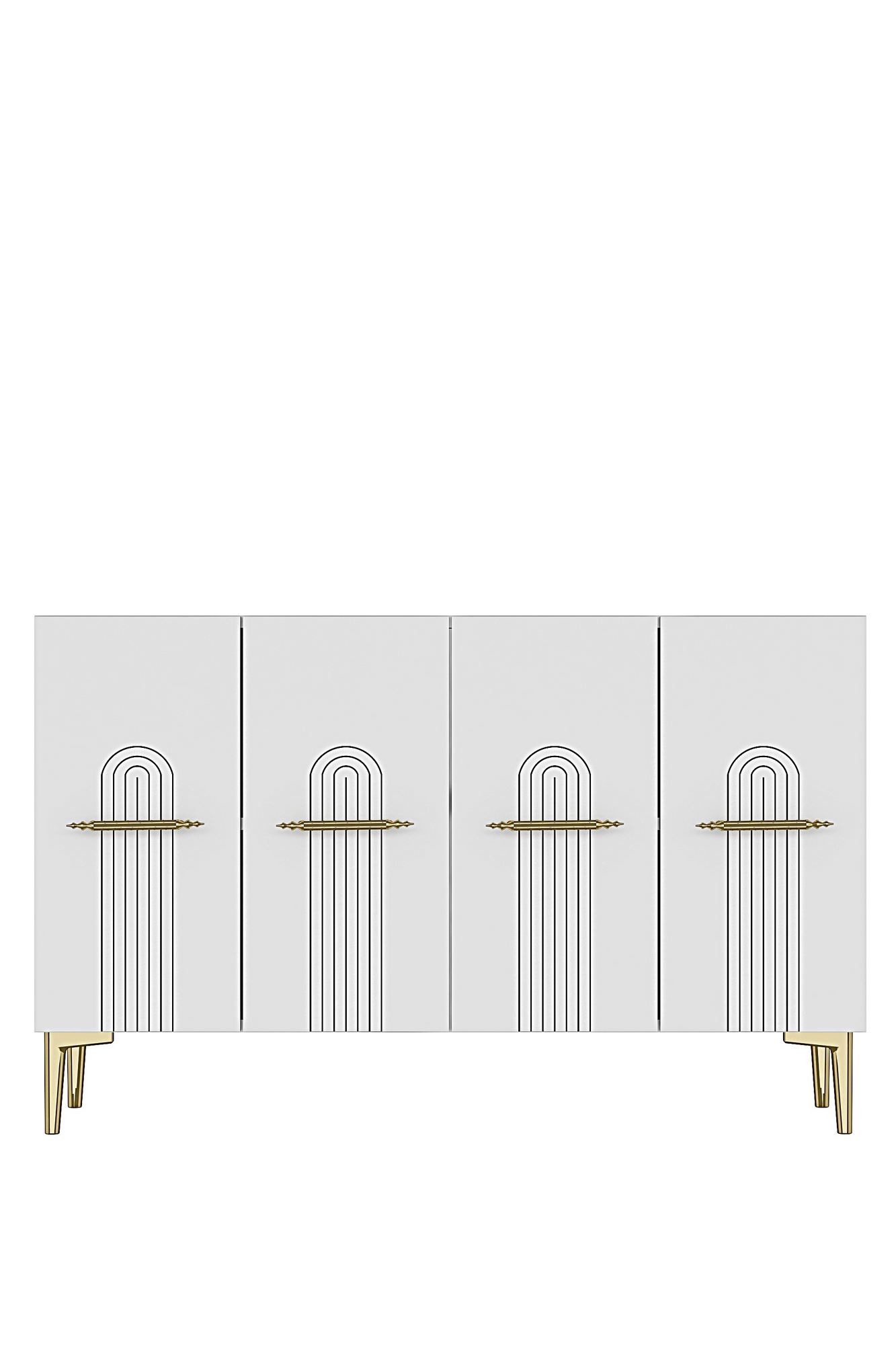 Consola Ida 120, 120 x 79 x 32 cm, alb auriu, PAL melaminat, spatiu de depozitare, fixare pe perete, alb / gold — imaginea 5
