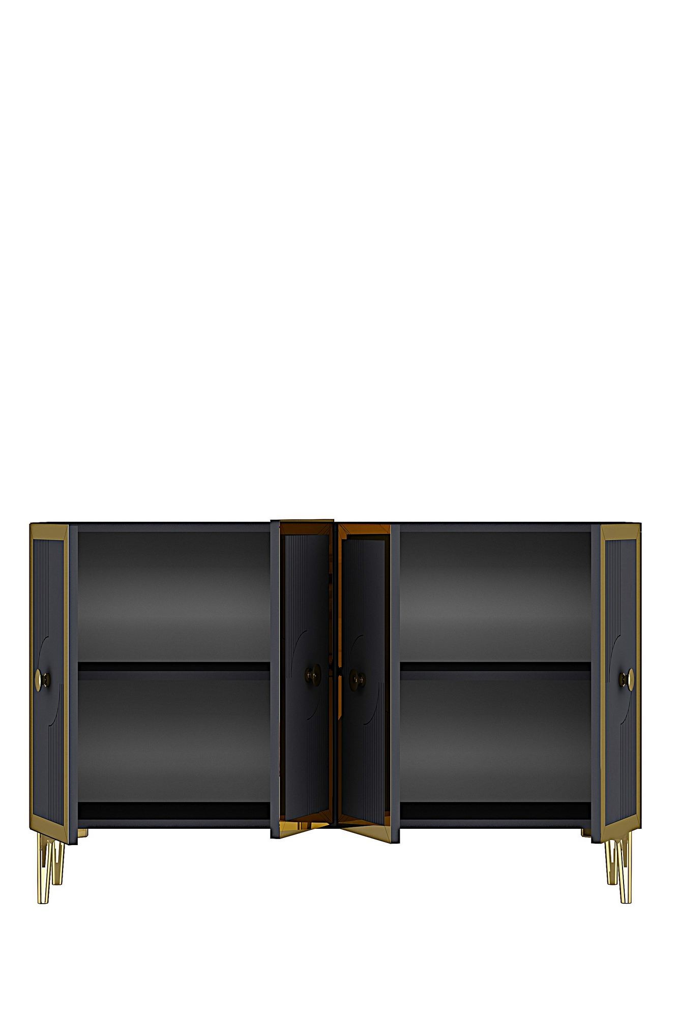 Consola Pega 120, 120 x 79 x 32 cm, antracit auriu, PAL melaminat, spatiu de depozitare, fixare pe perete, antracit / gold — imaginea 5