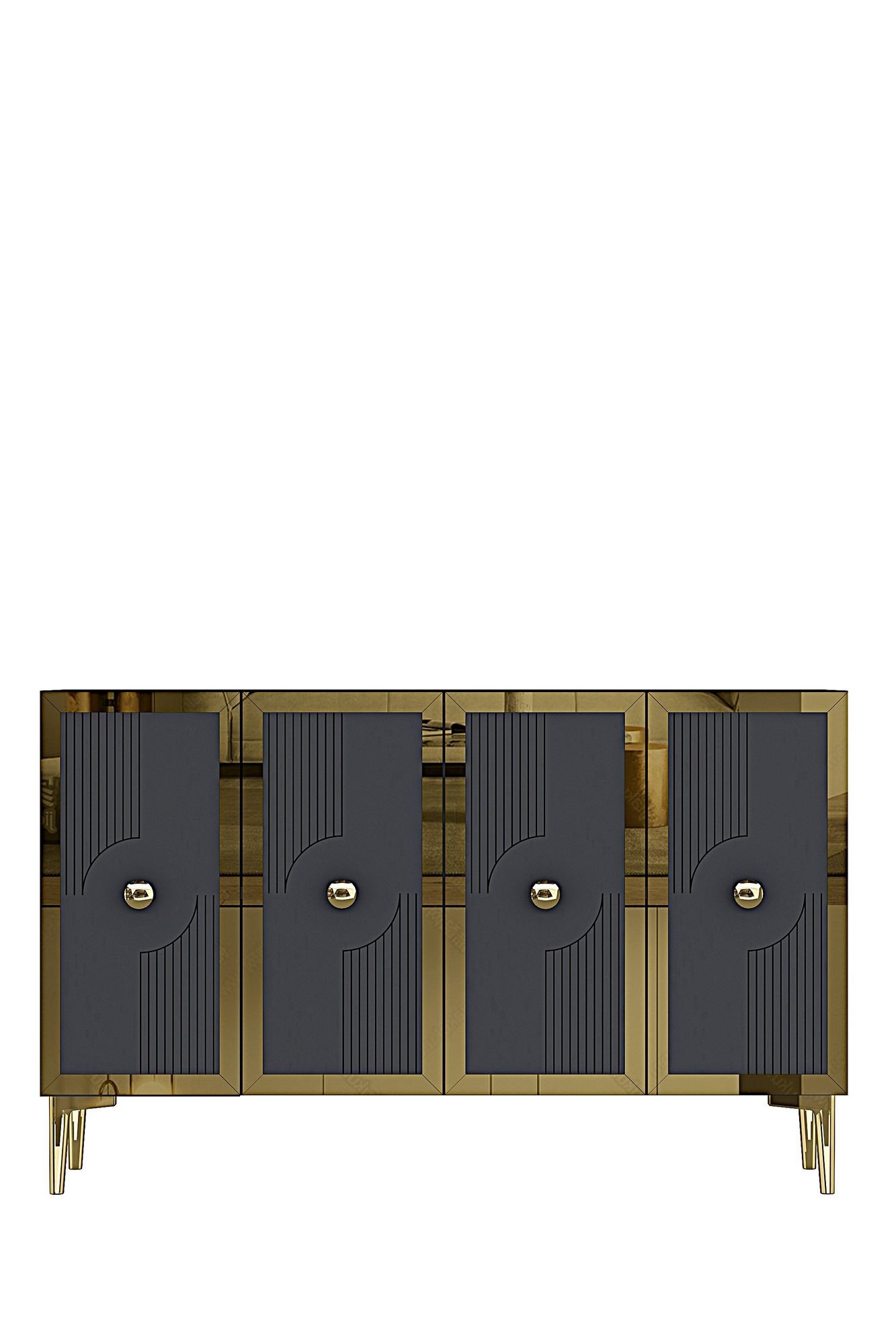 Consola Pega 120, 120 x 79 x 32 cm, antracit auriu, PAL melaminat, spatiu de depozitare, fixare pe perete, antracit / gold — imaginea 6