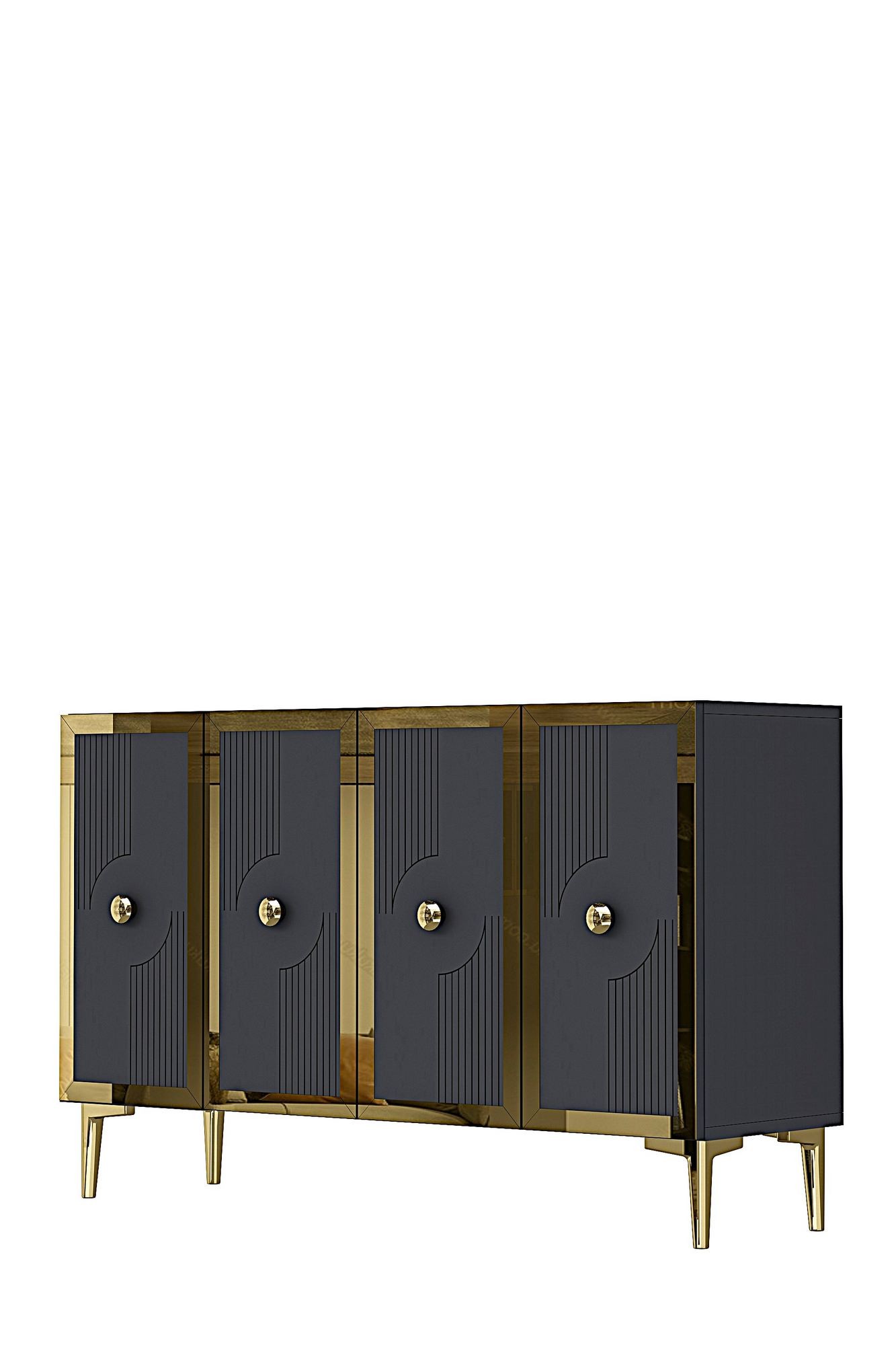 Consola Pega 120, 120 x 79 x 32 cm, antracit auriu, PAL melaminat, spatiu de depozitare, fixare pe perete, antracit / gold — imaginea 7
