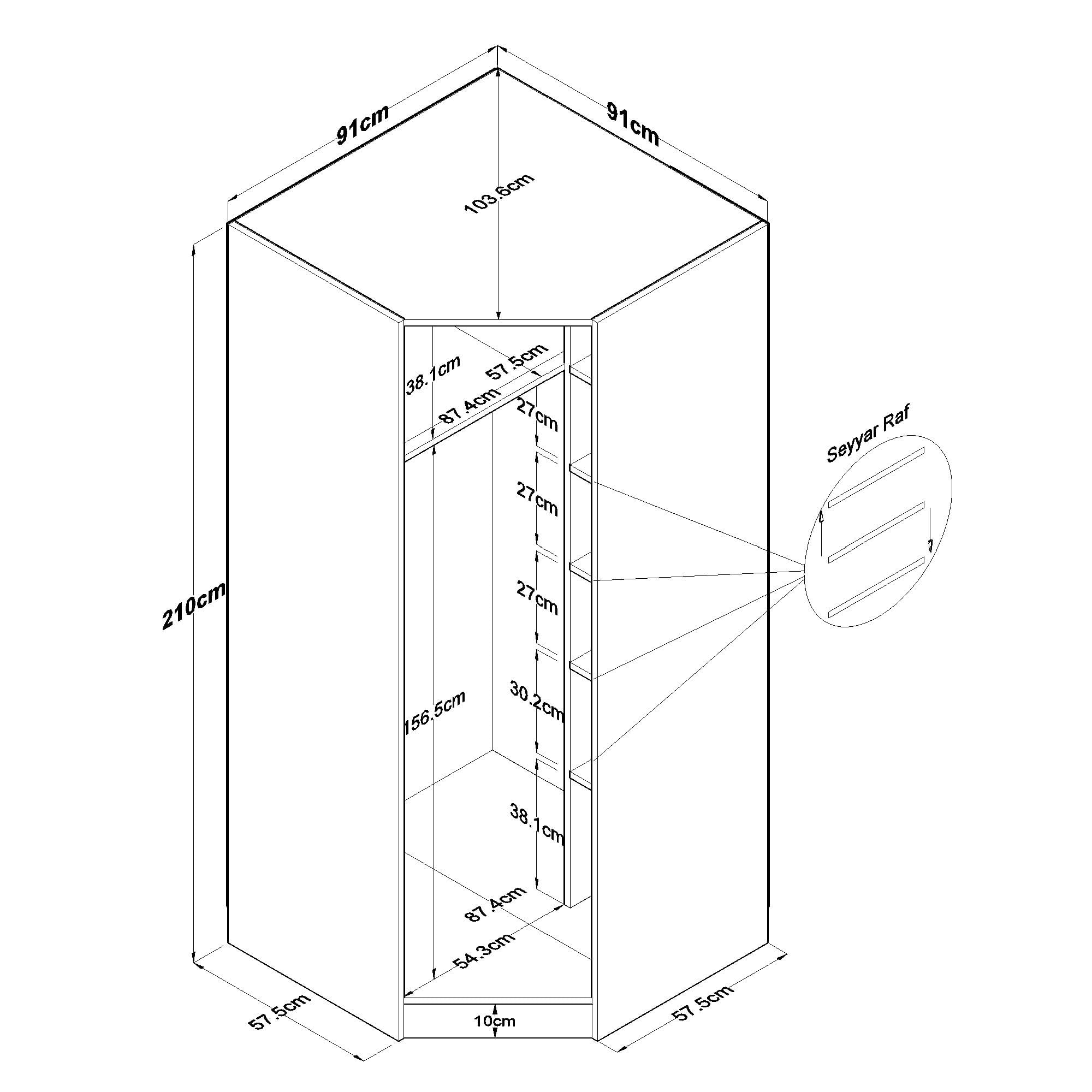 Dulap haine BA140, 91 x 210 x 57,5 cm, alb, PAL, spatiu de depozitare, fixare pe perete — imaginea 9