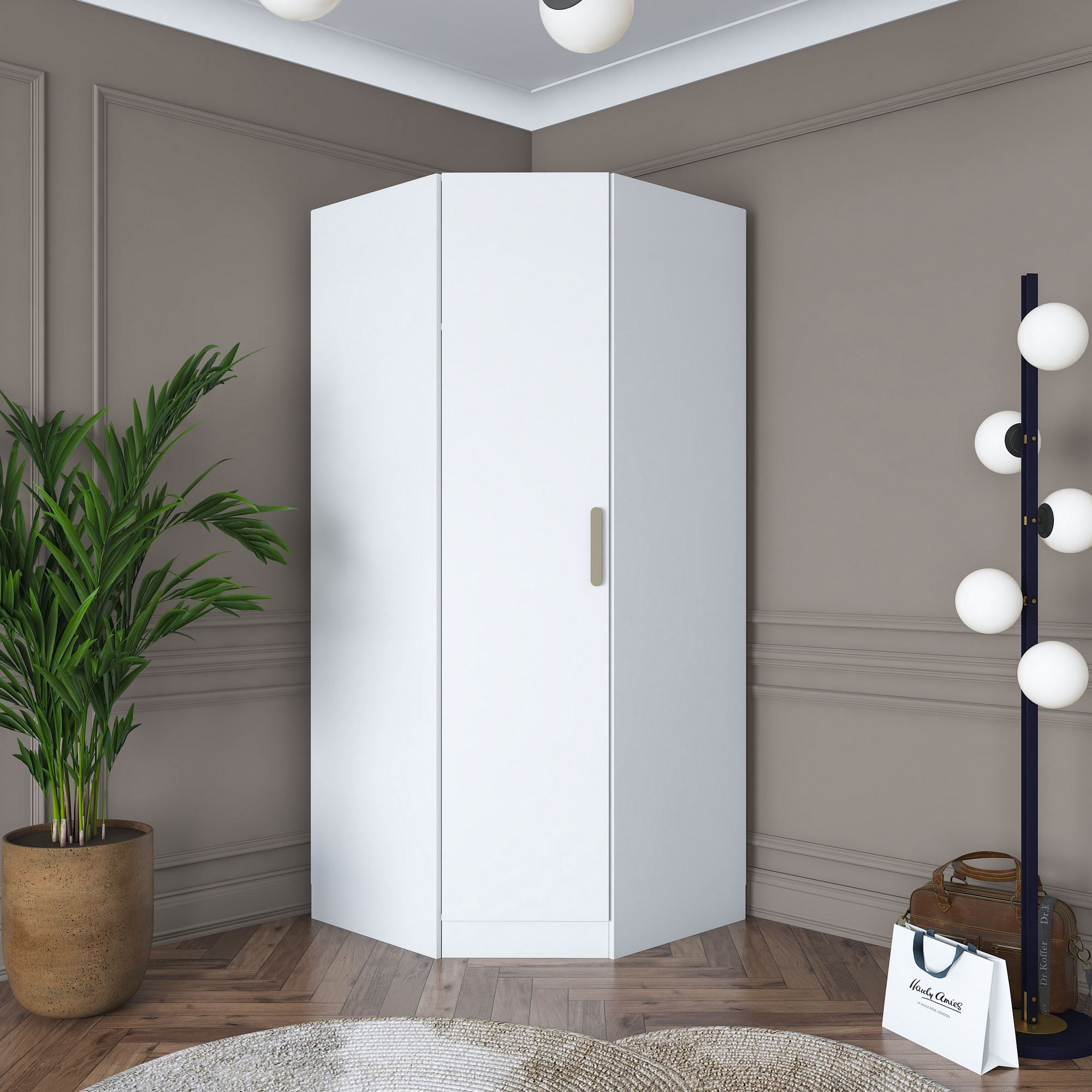 Dulap haine BA140, 91 x 210 x 57,5 cm, alb, PAL, spatiu de depozitare, fixare pe perete — imaginea 10