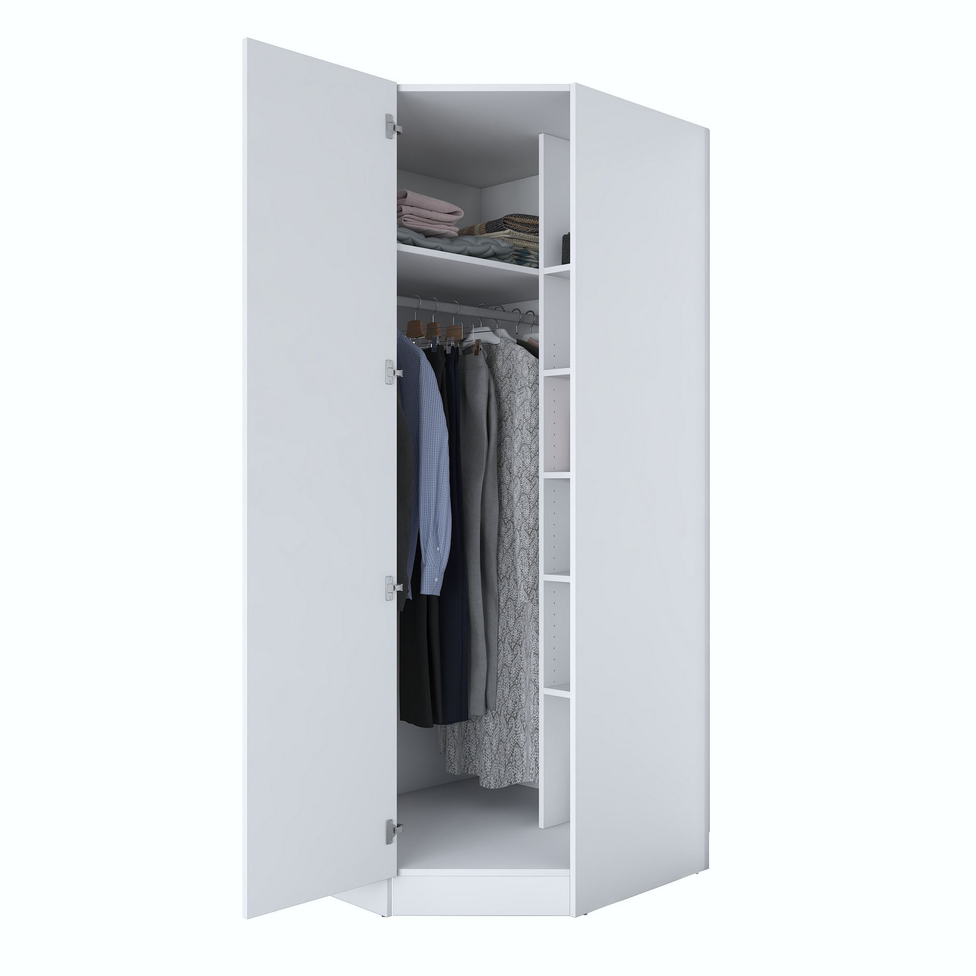 Dulap haine BA140, 91 x 210 x 57,5 cm, alb, PAL, spatiu de depozitare, fixare pe perete — imaginea 12