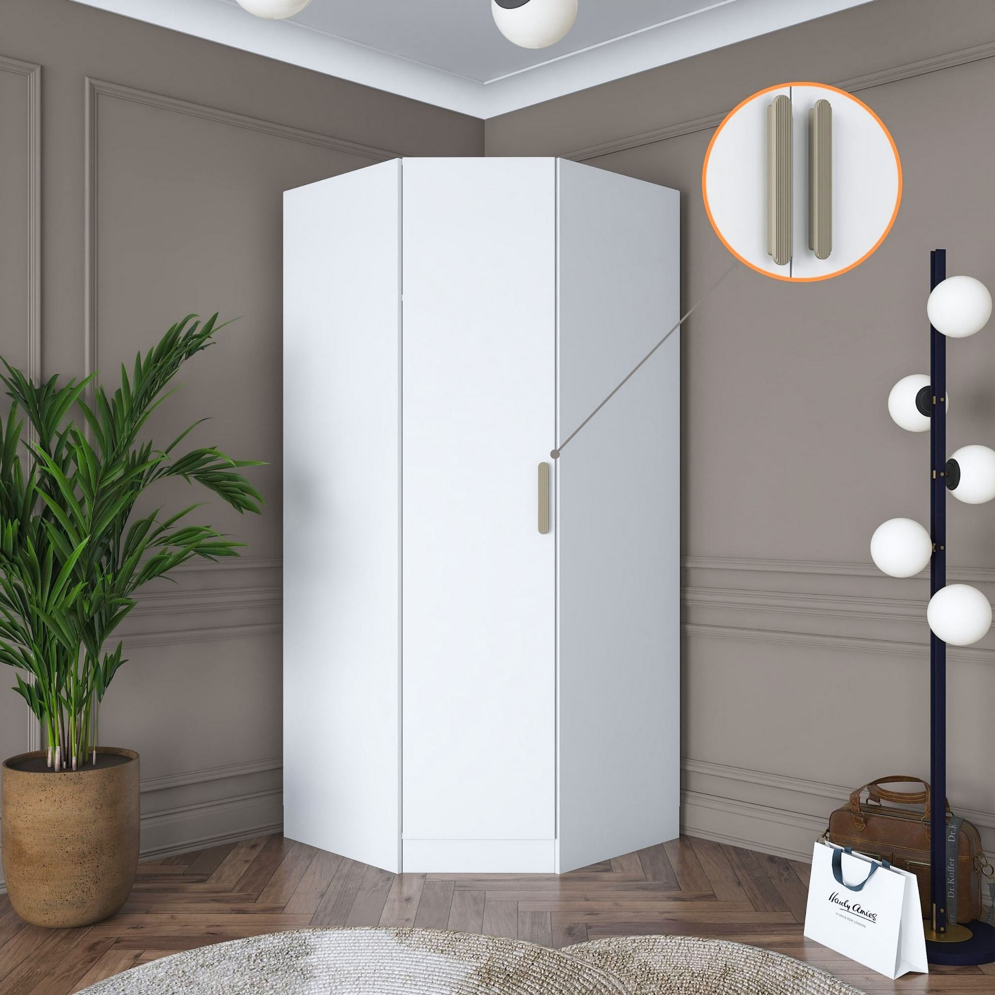Dulap haine BA140, 91 x 210 x 57,5 cm, alb, PAL, spatiu de depozitare, fixare pe perete — imaginea 13