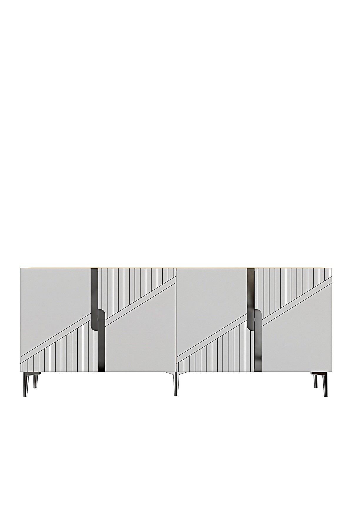 Consola Evva 150, 150 x 75 x 32 cm, stejar safir alb argintiu, PAL melaminat, oglinda inclusa, safir stejar / alb / silver — imaginea 6