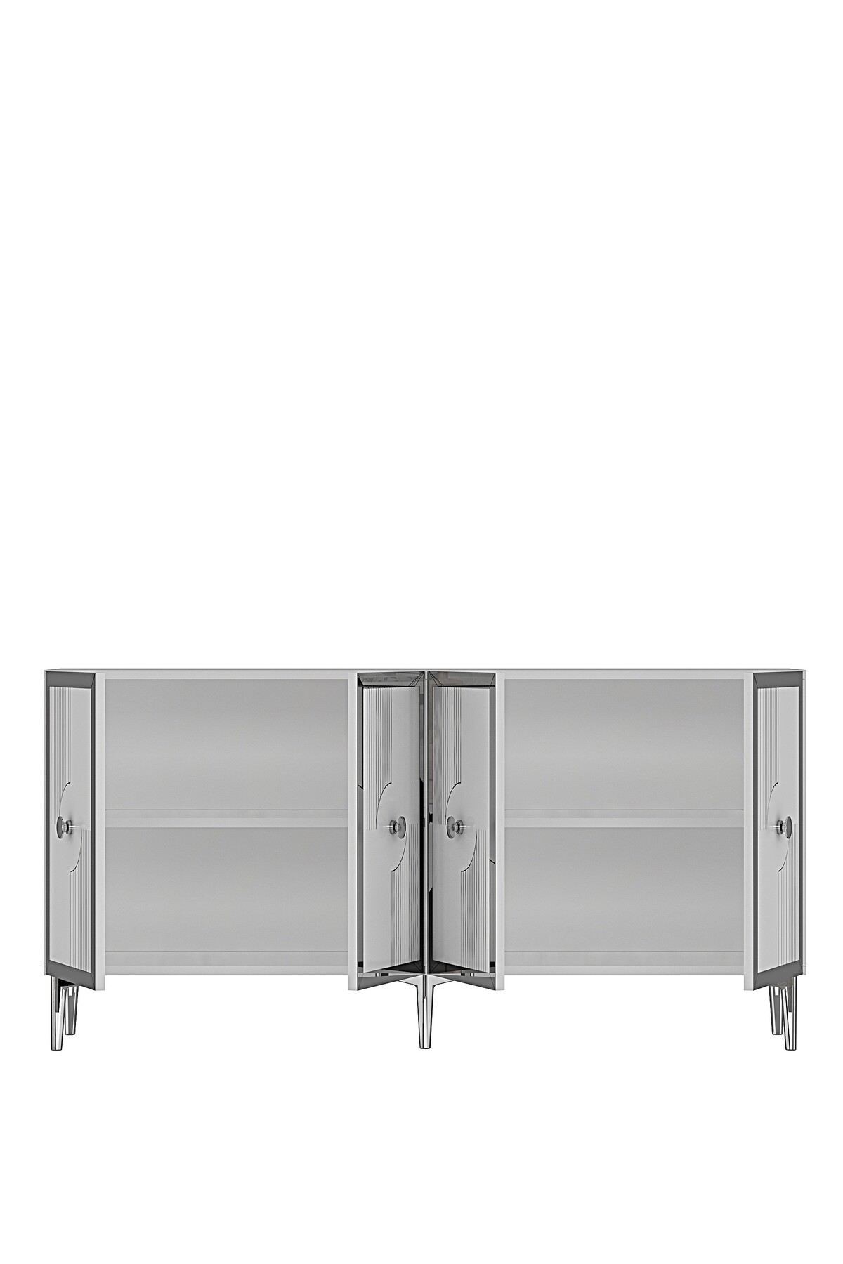 Consola Pega 150, 125 x 75 x 32 cm, alb argintiu, PAL melaminat, oglinda inclusa, alb / silver — imaginea 2