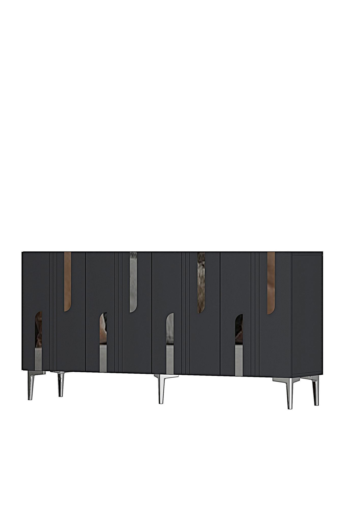 Consola Nota 150, 150 x 75 x 32 cm, antracit argintiu, PAL melaminat, antracit / silver — imaginea 2