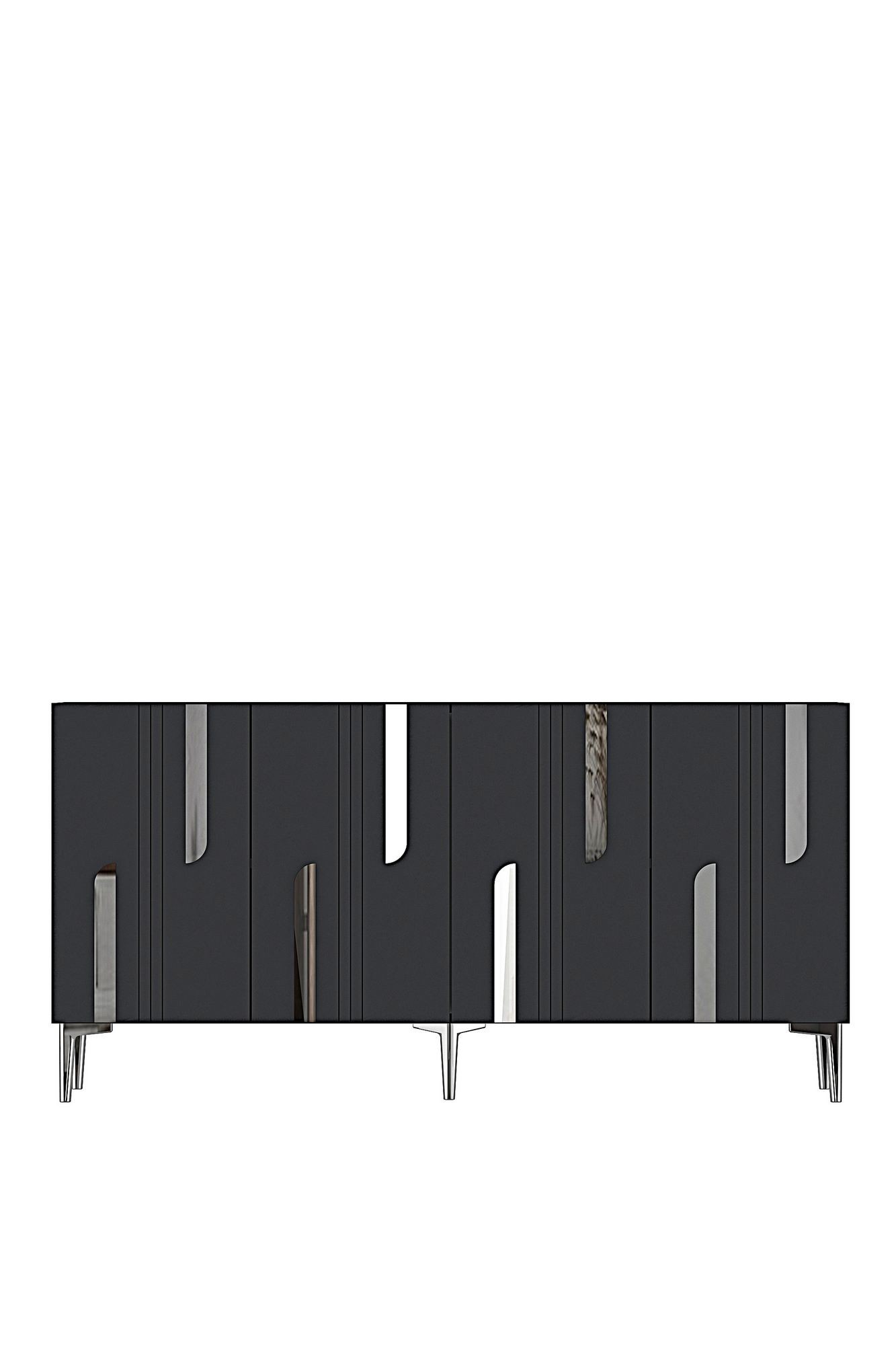 Consola Nota 150, 150 x 75 x 32 cm, antracit argintiu, PAL melaminat, antracit / silver — imaginea 4
