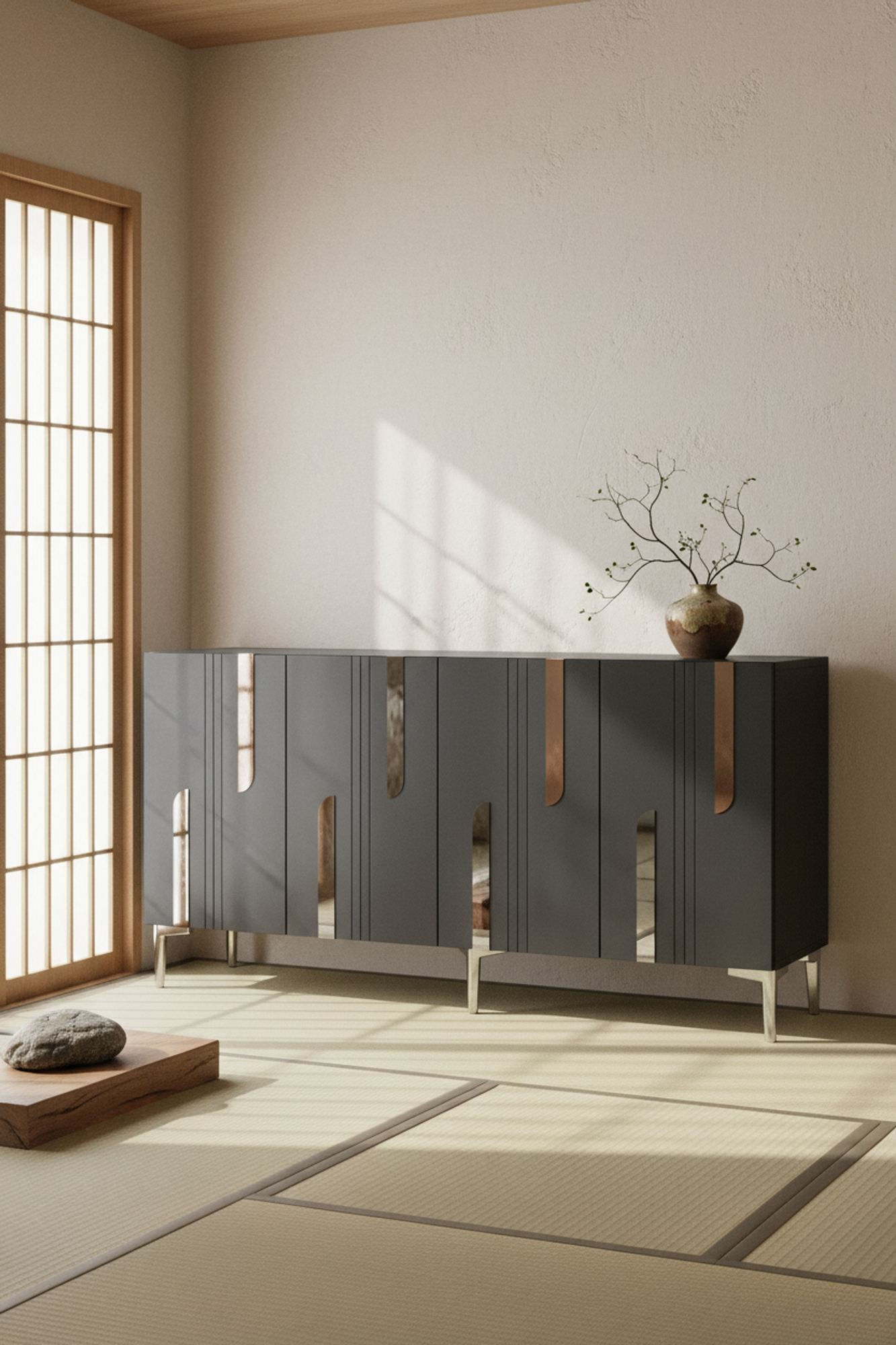 Consola Nota 150, 150 x 75 x 32 cm, antracit argintiu, PAL melaminat, antracit / silver — imaginea 6