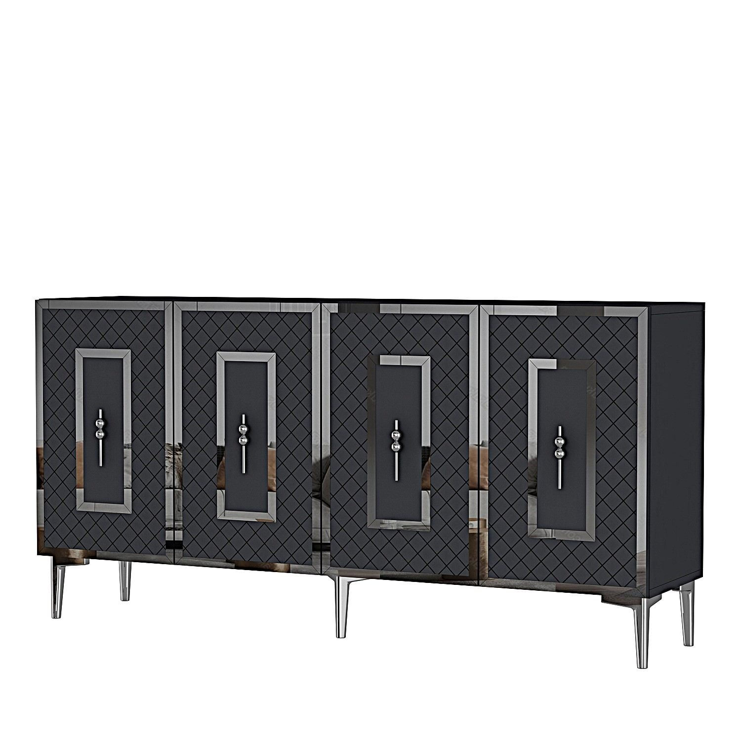 Consola Puma 150, 150 x 75 x 32 cm, antracit argintiu, PAL melaminat, spatiu de depozitare, fixare pe perete, antracit / silver — imaginea 2
