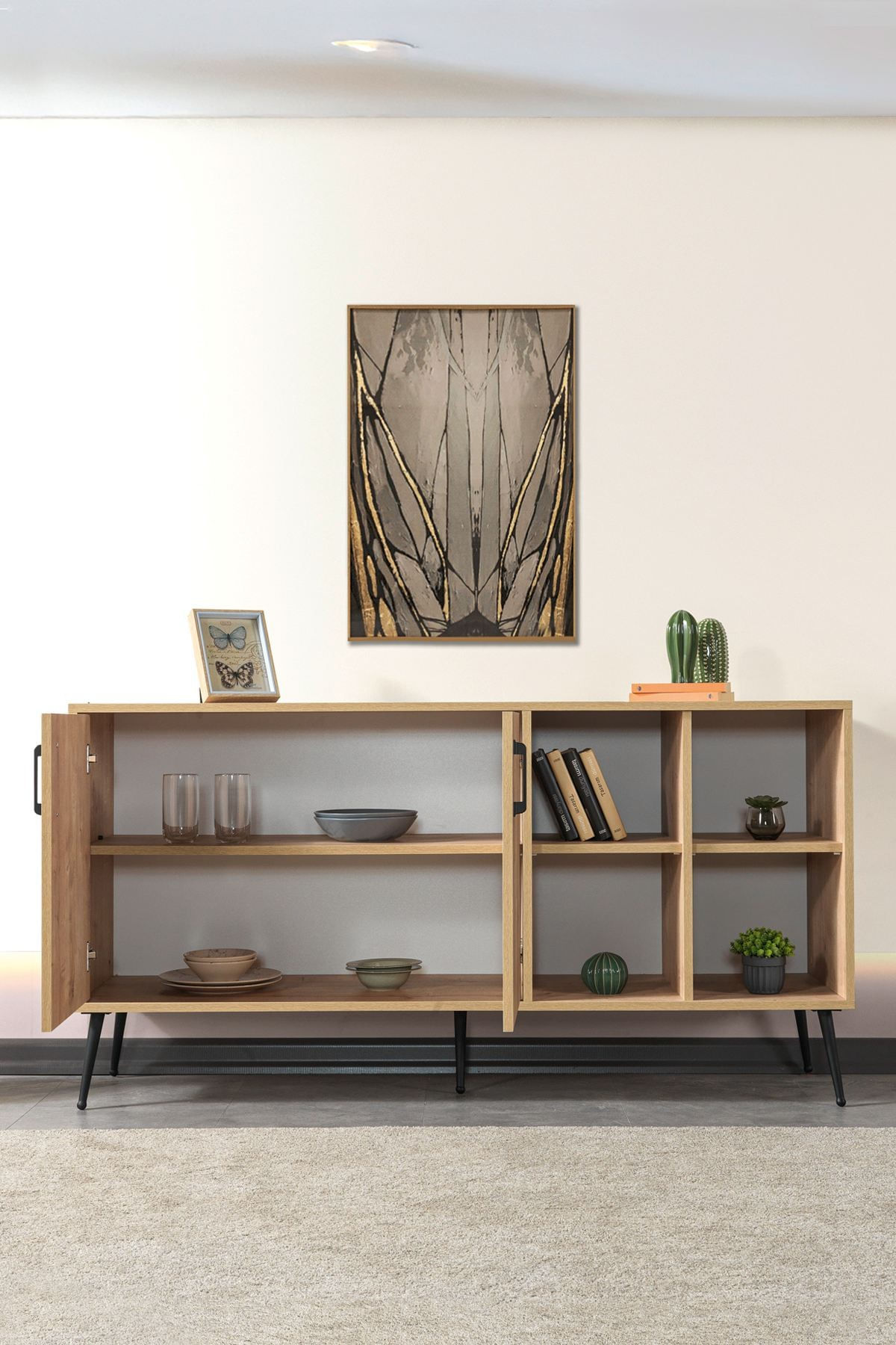Consola Şile 4608, 160 x 83 x 44 cm, stejar safir, PAL melaminat — imaginea 3