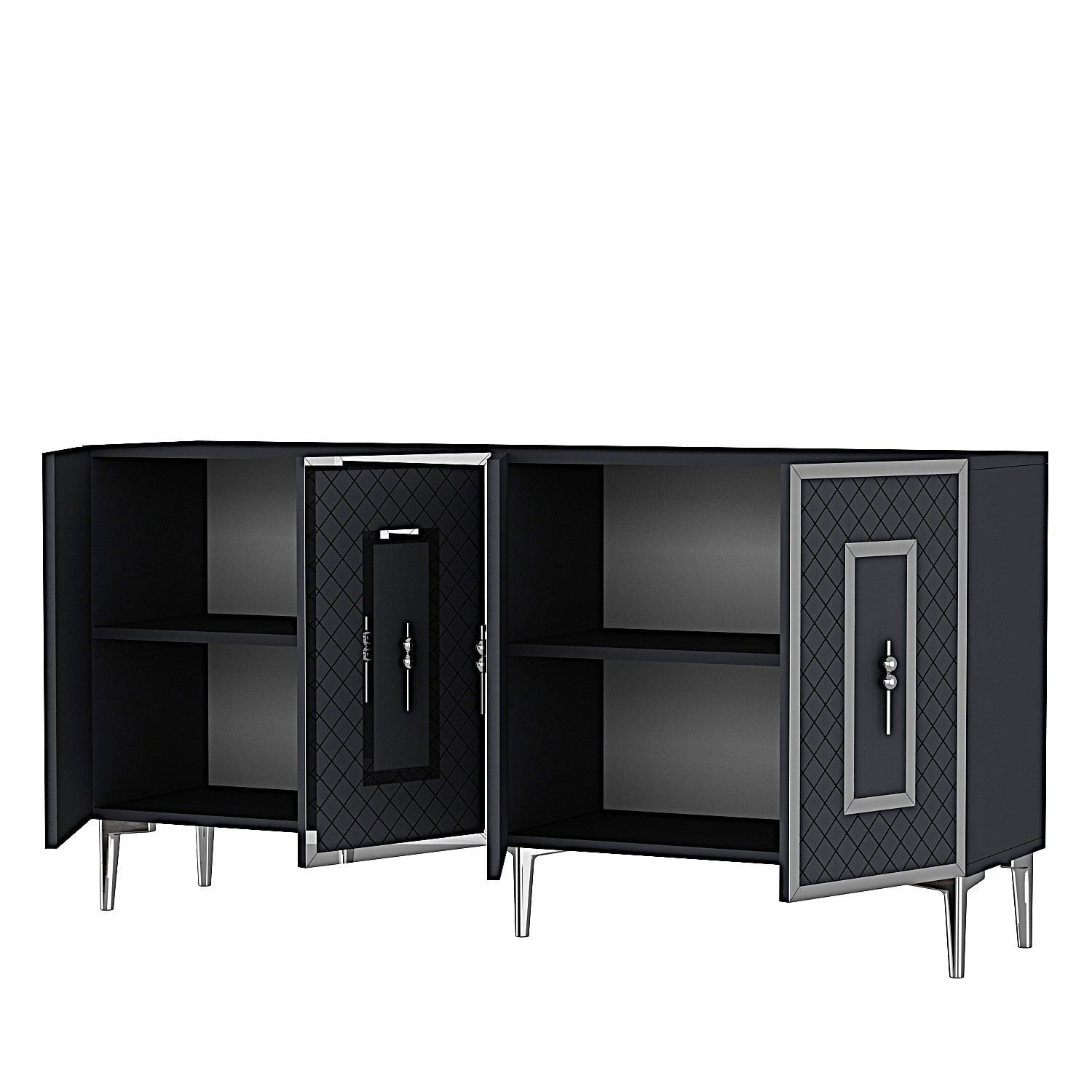 Consola Puma 150, 150 x 75 x 32 cm, antracit argintiu, PAL melaminat, spatiu de depozitare, fixare pe perete, antracit / silver — imaginea 5