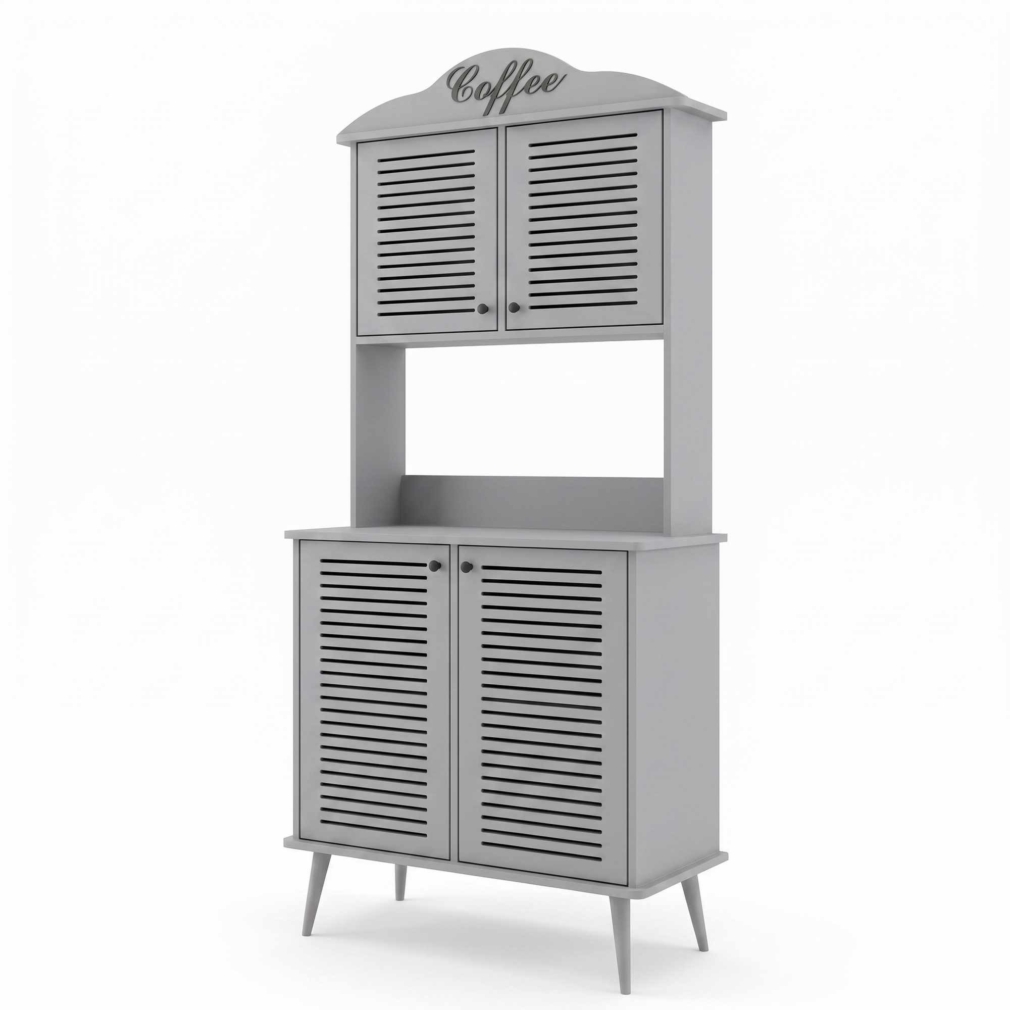 Dulap bar cafea Avior 90 - Light gri, 90 x 170 x 40 cm, gri deschis, MDF, capacitate 35 kg, light gri — imaginea 4