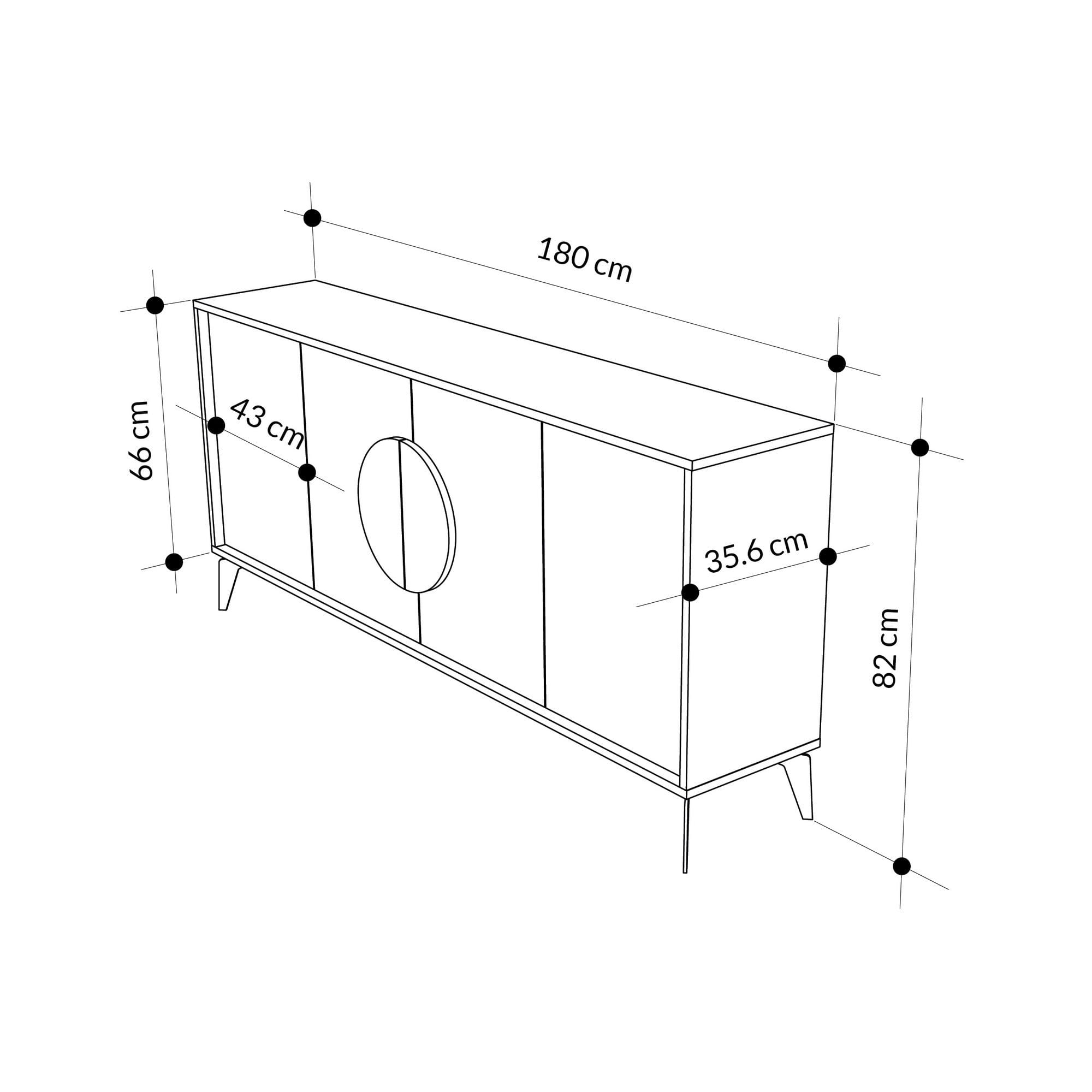 Consola Gora 180, 180 x 82 x 35, 6 cm, hitit bej nisip, PAL melaminat, spatiu de depozitare, fixare pe perete, capacitate 65 kg, hitit / sandstone — imaginea 2