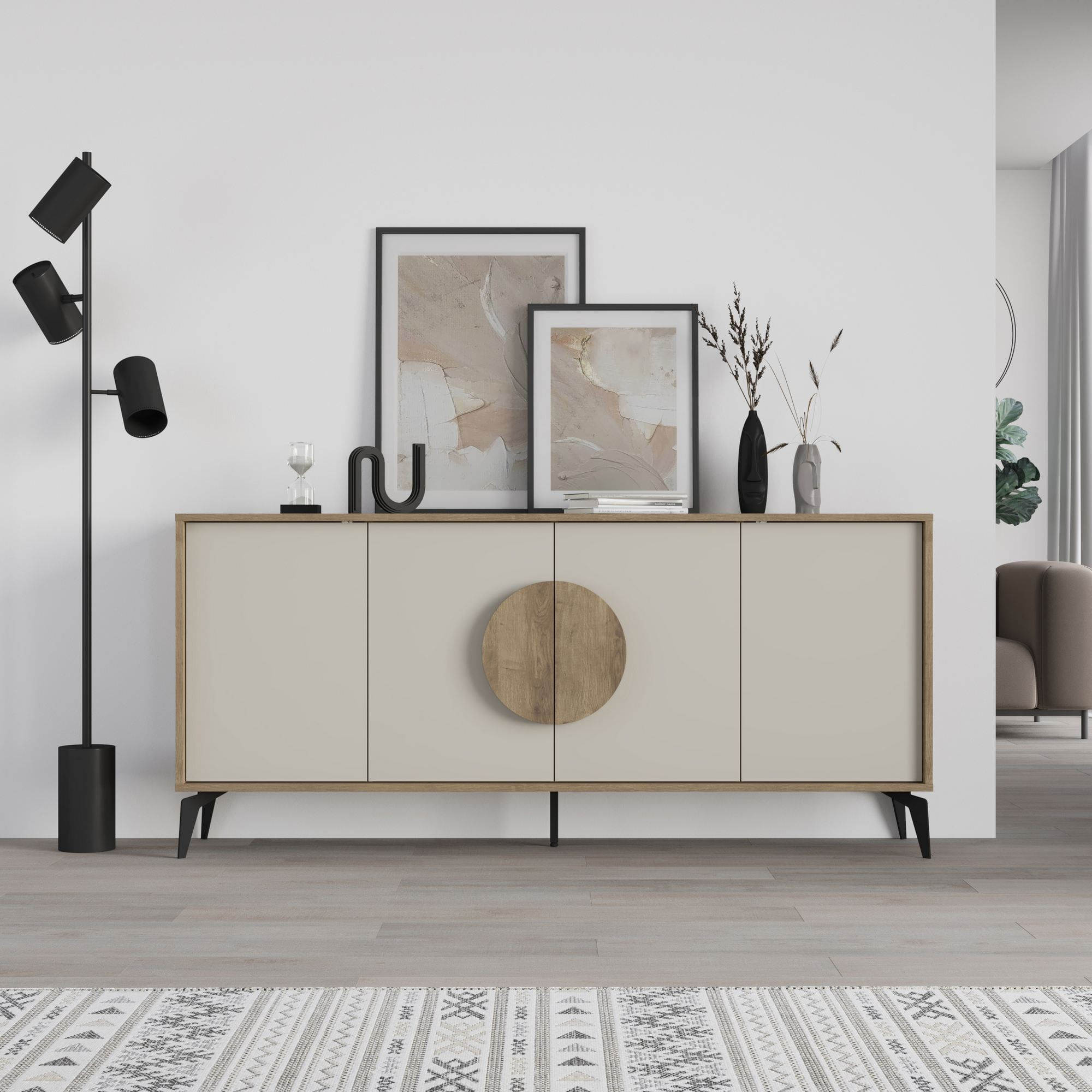 Consola Gora 180, 180 x 82 x 35, 6 cm, hitit bej nisip, PAL melaminat, spatiu de depozitare, fixare pe perete, capacitate 65 kg, hitit / sandstone — imaginea 4
