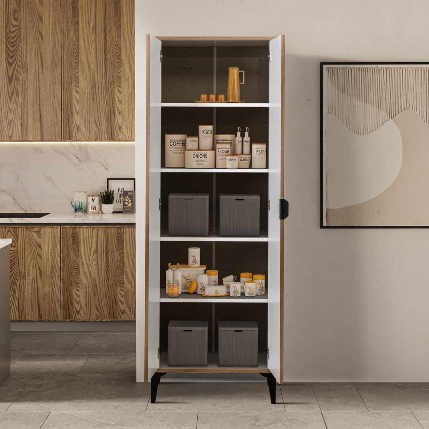 Dulap Arden, 65 x 190 x 37 cm, alb, PAL melaminat — imaginea 6