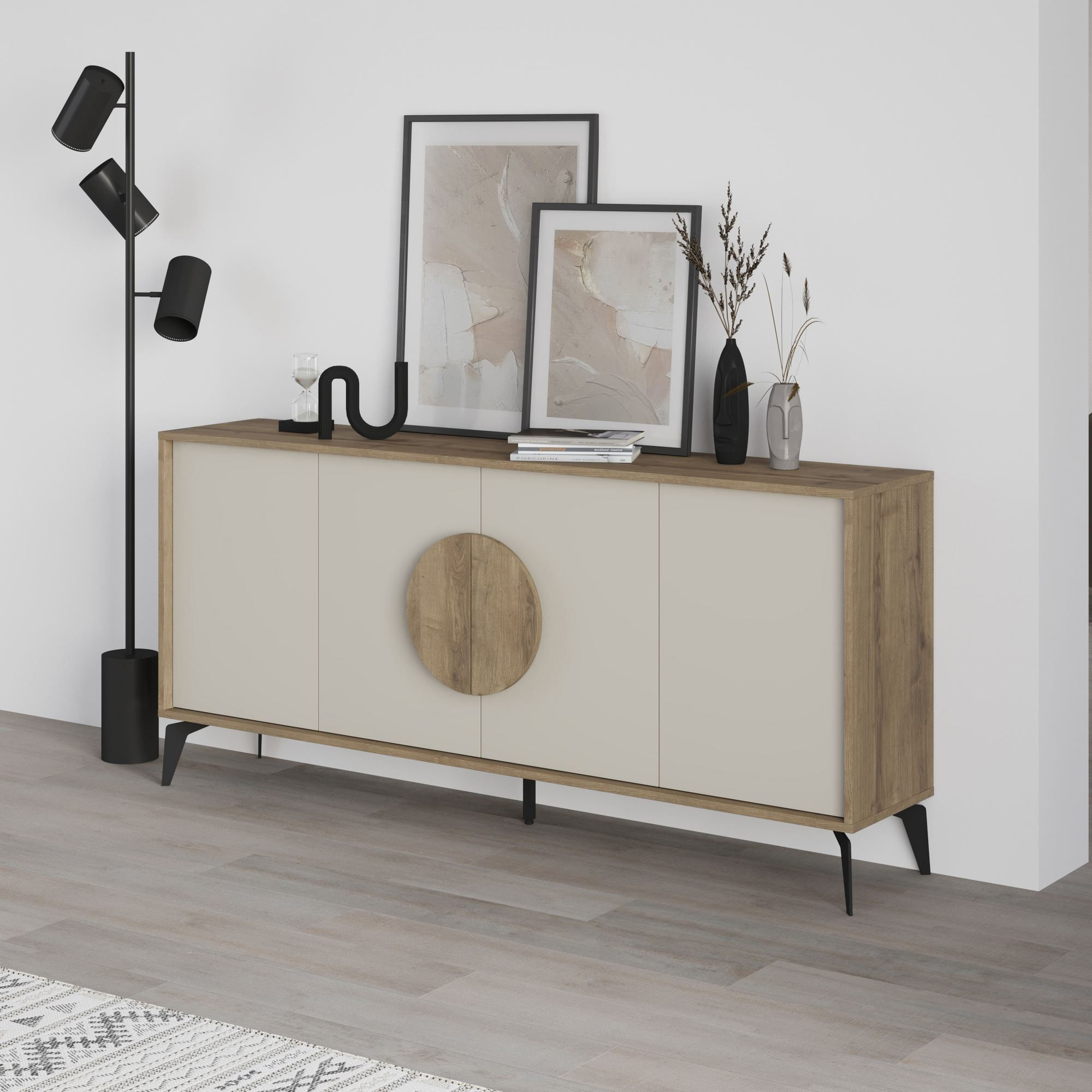 Consola Gora 180, 180 x 82 x 35, 6 cm, hitit bej nisip, PAL melaminat, spatiu de depozitare, fixare pe perete, capacitate 65 kg, hitit / sandstone — imaginea 5