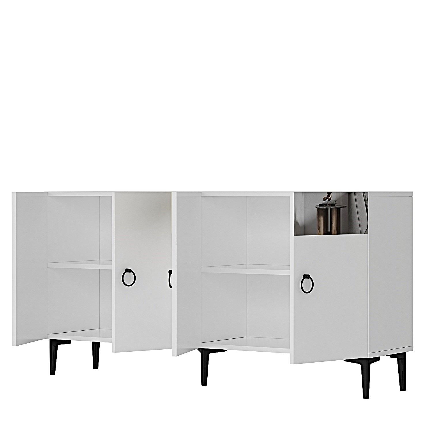 Consola Gama 150, 150 x 75 x 32 cm, alb argintiu, PAL melaminat, spatiu de depozitare, fixare pe perete, alb / silver — imaginea 2