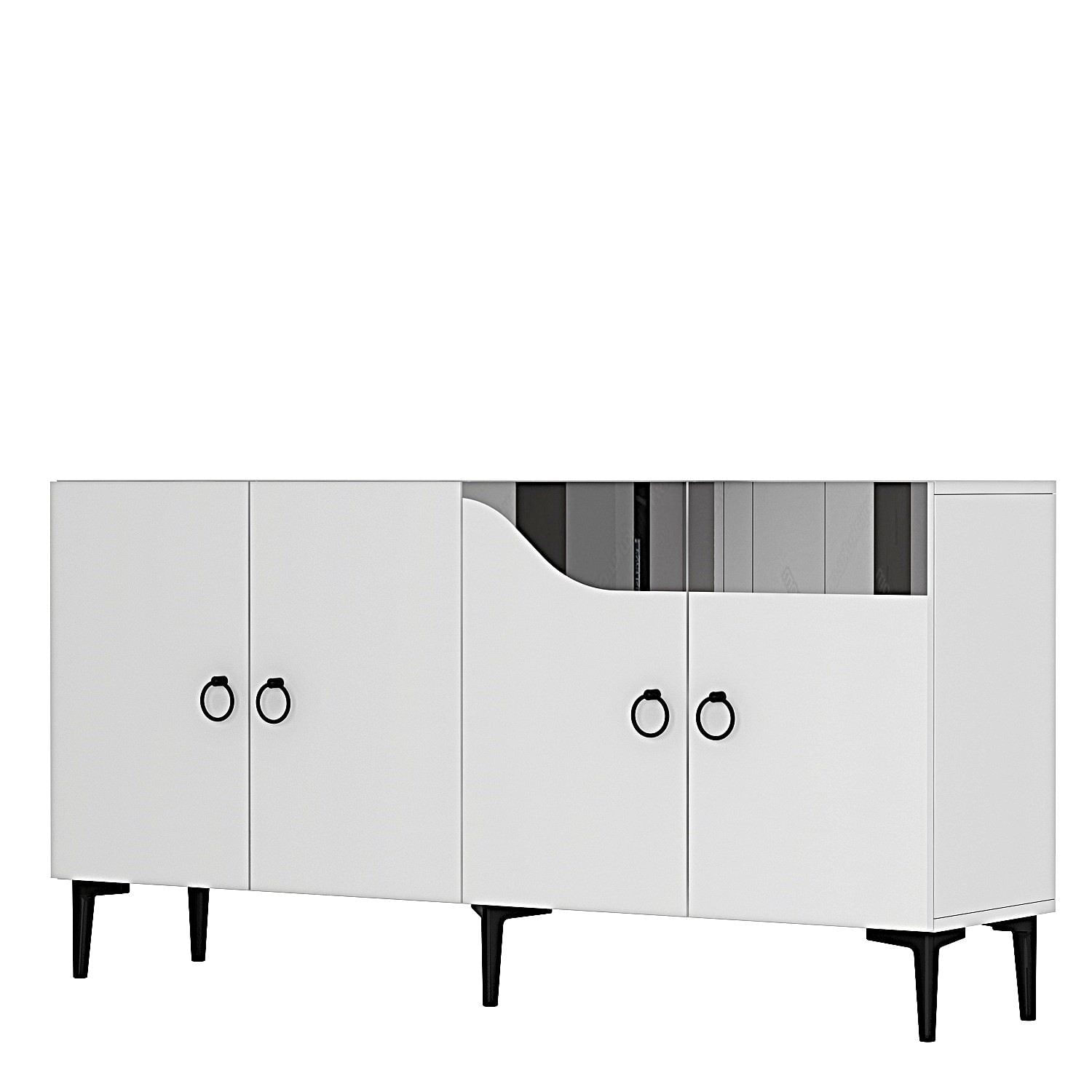 Consola Gama 150, 150 x 75 x 32 cm, alb argintiu, PAL melaminat, spatiu de depozitare, fixare pe perete, alb / silver — imaginea 3
