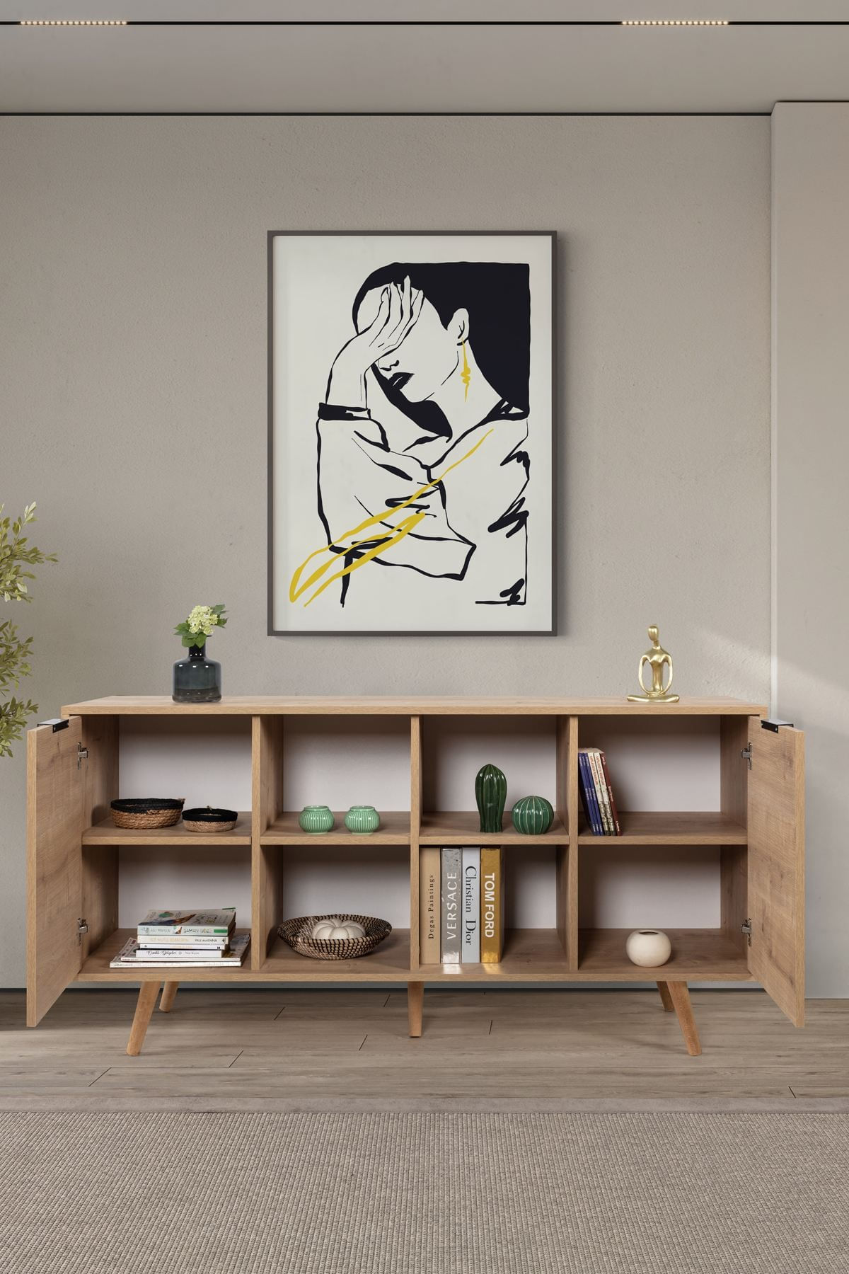 Consola Sina 4622, 160 x 82 x 44 cm, stejar safir, PAL melaminat — imaginea 3