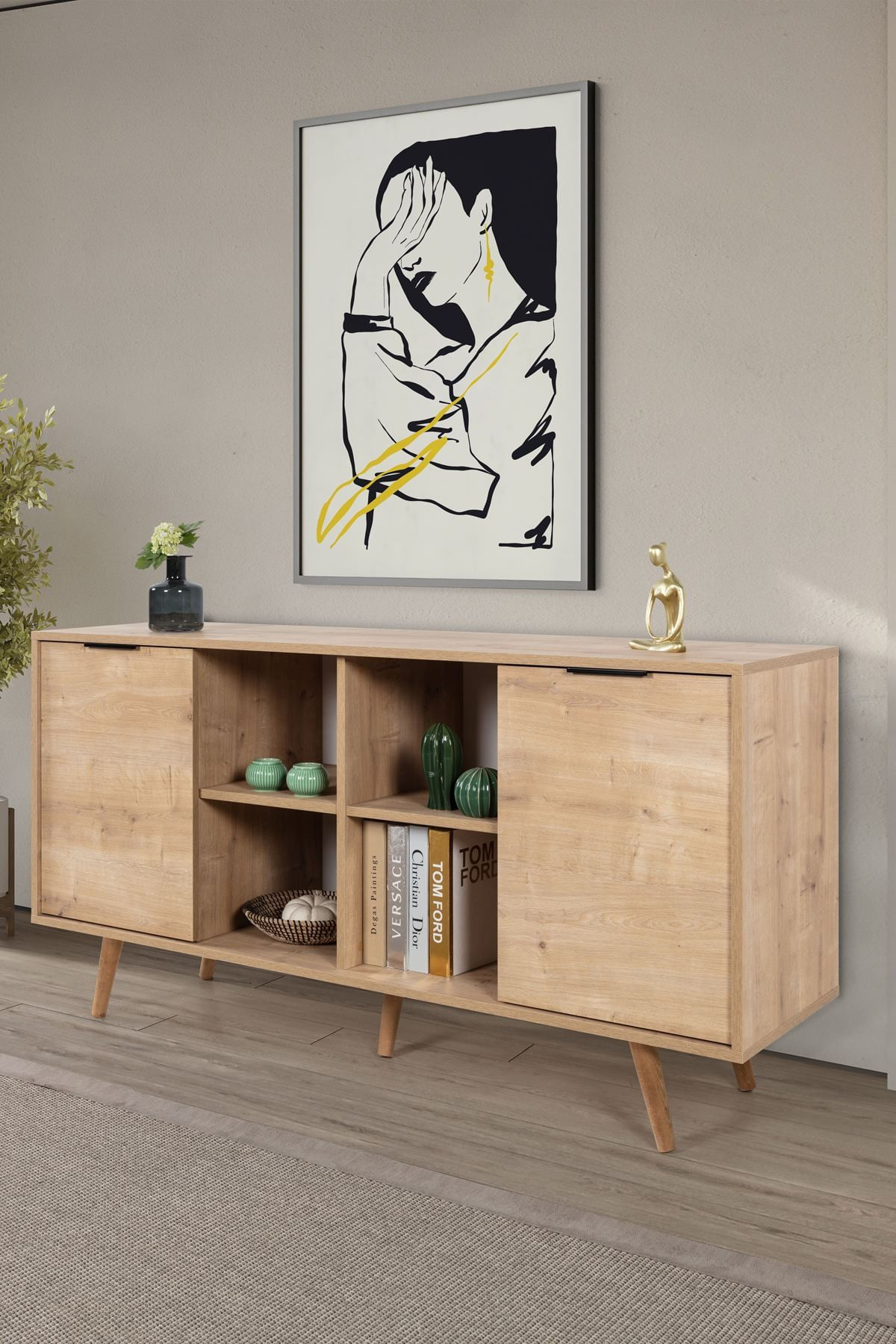Consola Sina 4622, 160 x 82 x 44 cm, stejar safir, PAL melaminat — imaginea 4