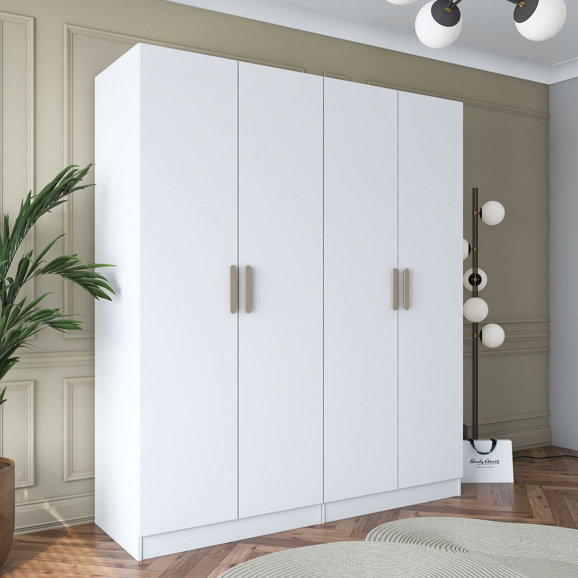 Dulap haine BA163, 180 x 210 x 57,5 cm, alb, PAL, spatiu de depozitare, fixare pe perete — imaginea 2