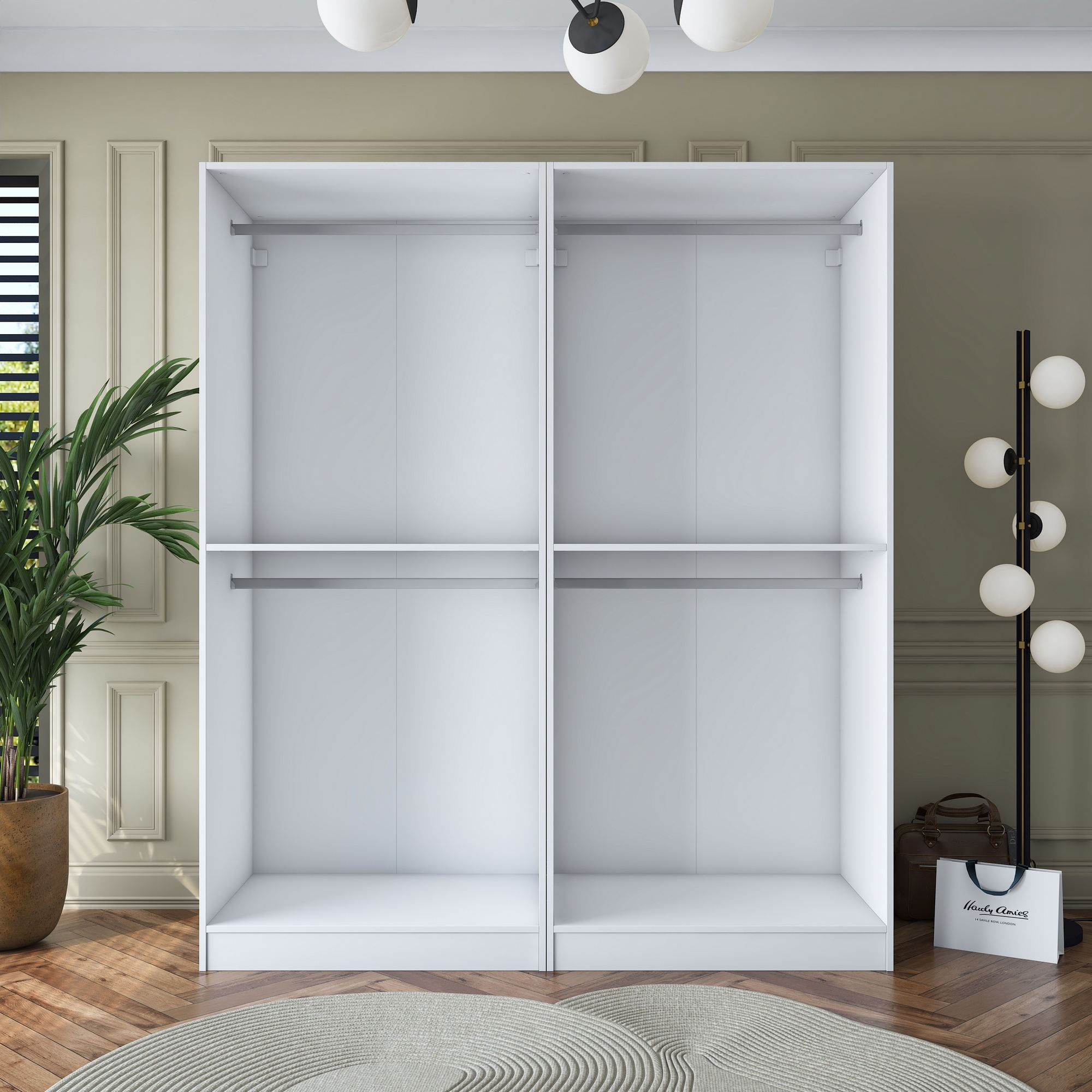 Dulap haine BA163, 180 x 210 x 57,5 cm, alb, PAL, spatiu de depozitare, fixare pe perete — imaginea 7