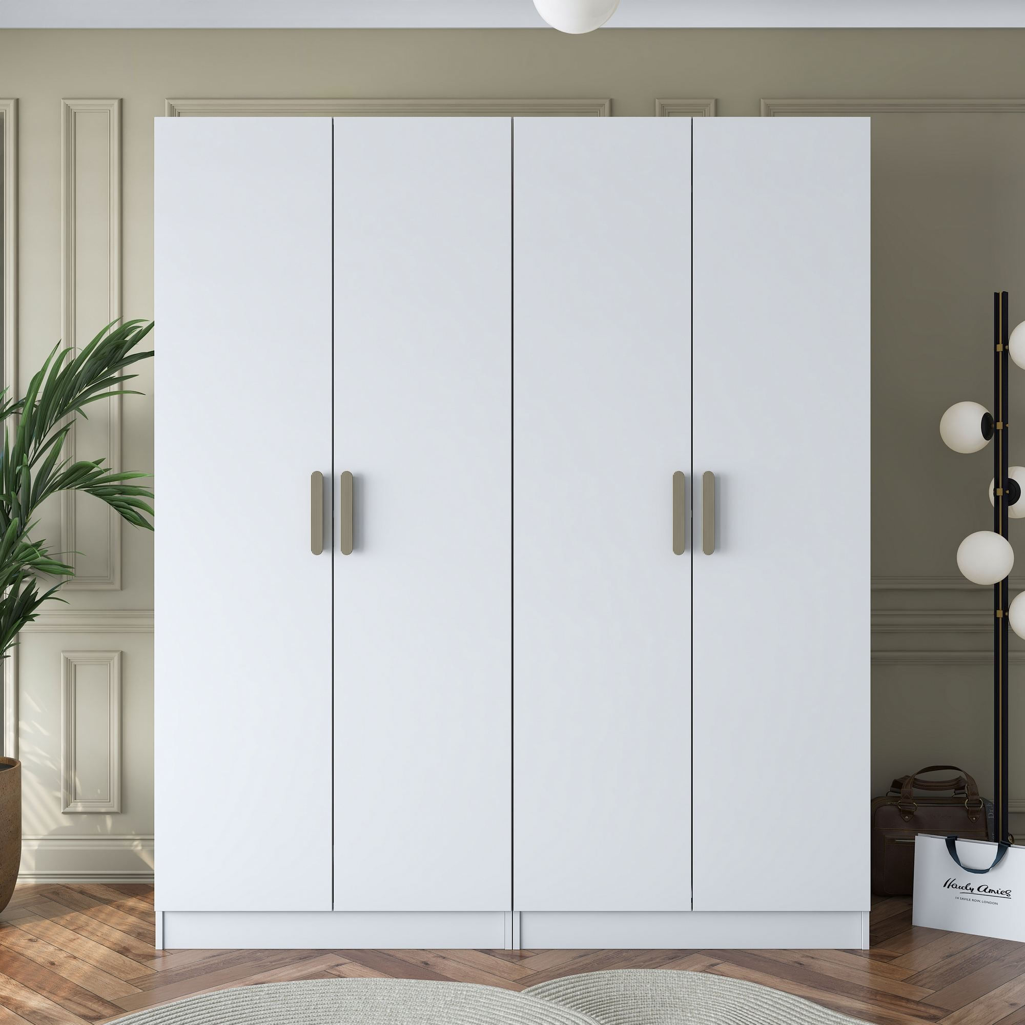 Dulap haine BA163, 180 x 210 x 57,5 cm, alb, PAL, spatiu de depozitare, fixare pe perete — imaginea 8