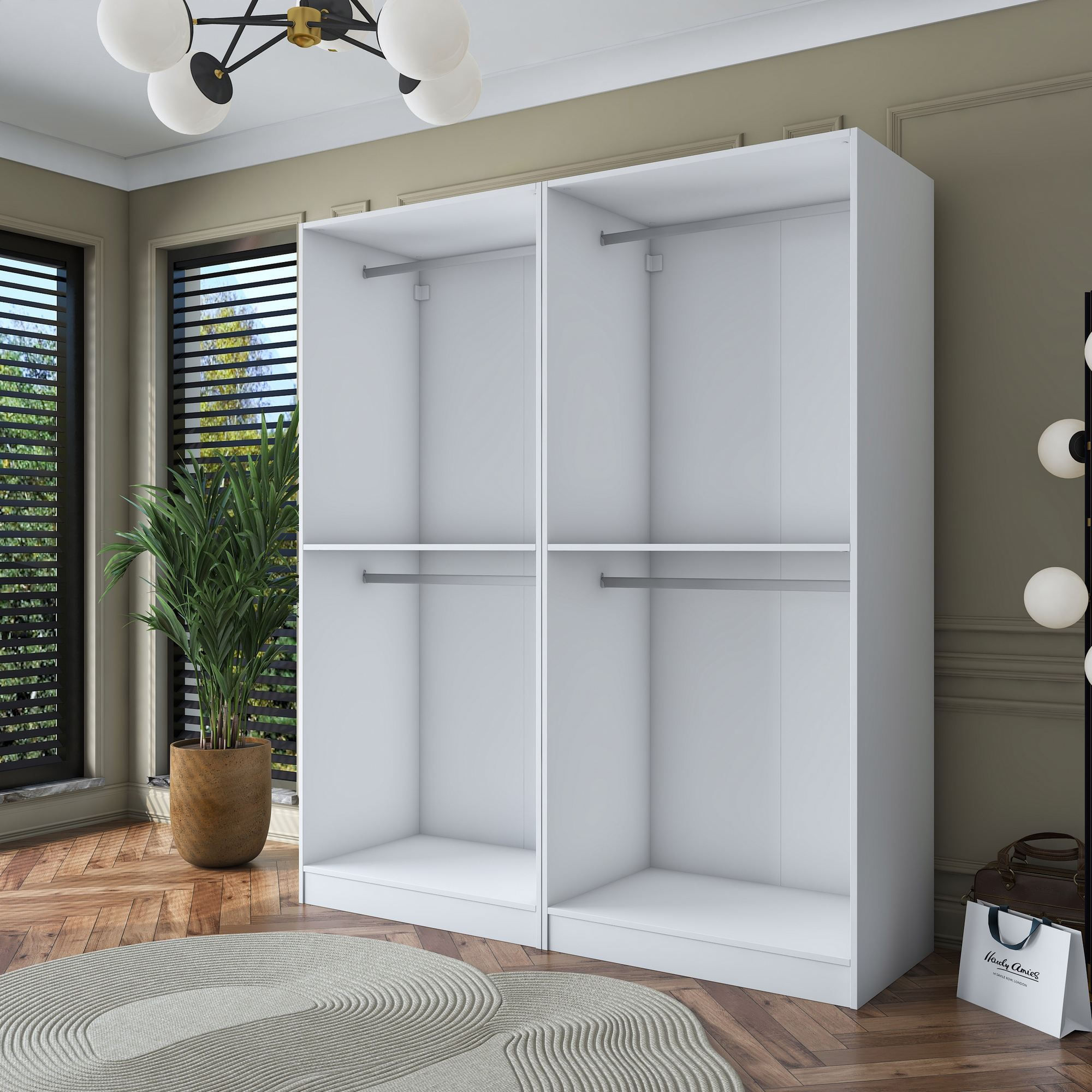 Dulap haine BA163, 180 x 210 x 57,5 cm, alb, PAL, spatiu de depozitare, fixare pe perete — imaginea 10