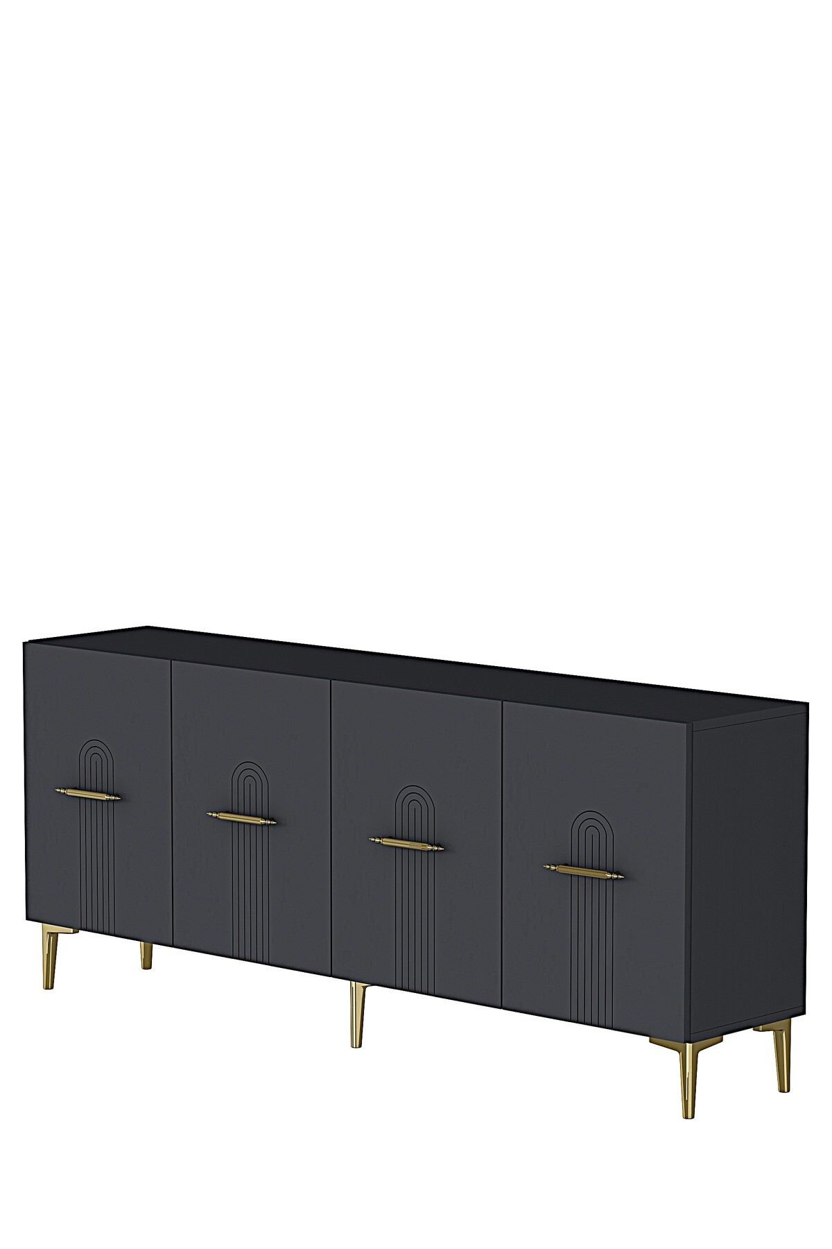 Consola Ida 180, 180 x 75 x 32 cm, antracit auriu, PAL melaminat, antracit / gold — imaginea 2