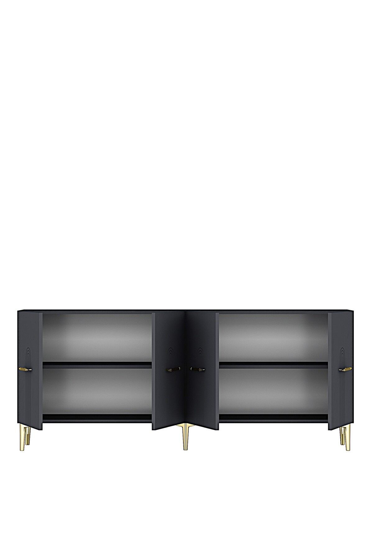 Consola Ida 180, 180 x 75 x 32 cm, antracit auriu, PAL melaminat, antracit / gold — imaginea 3