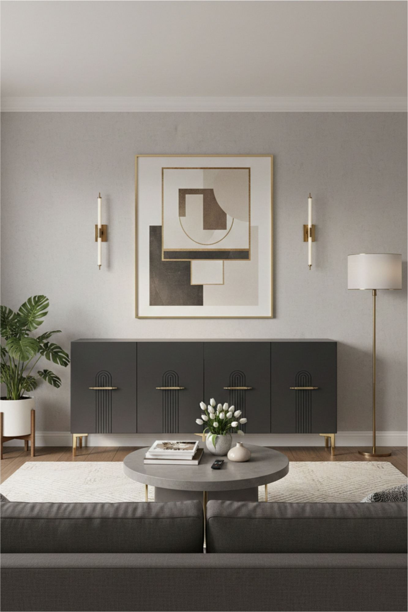 Consola Ida 180, 180 x 75 x 32 cm, antracit auriu, PAL melaminat, antracit / gold — imaginea 5