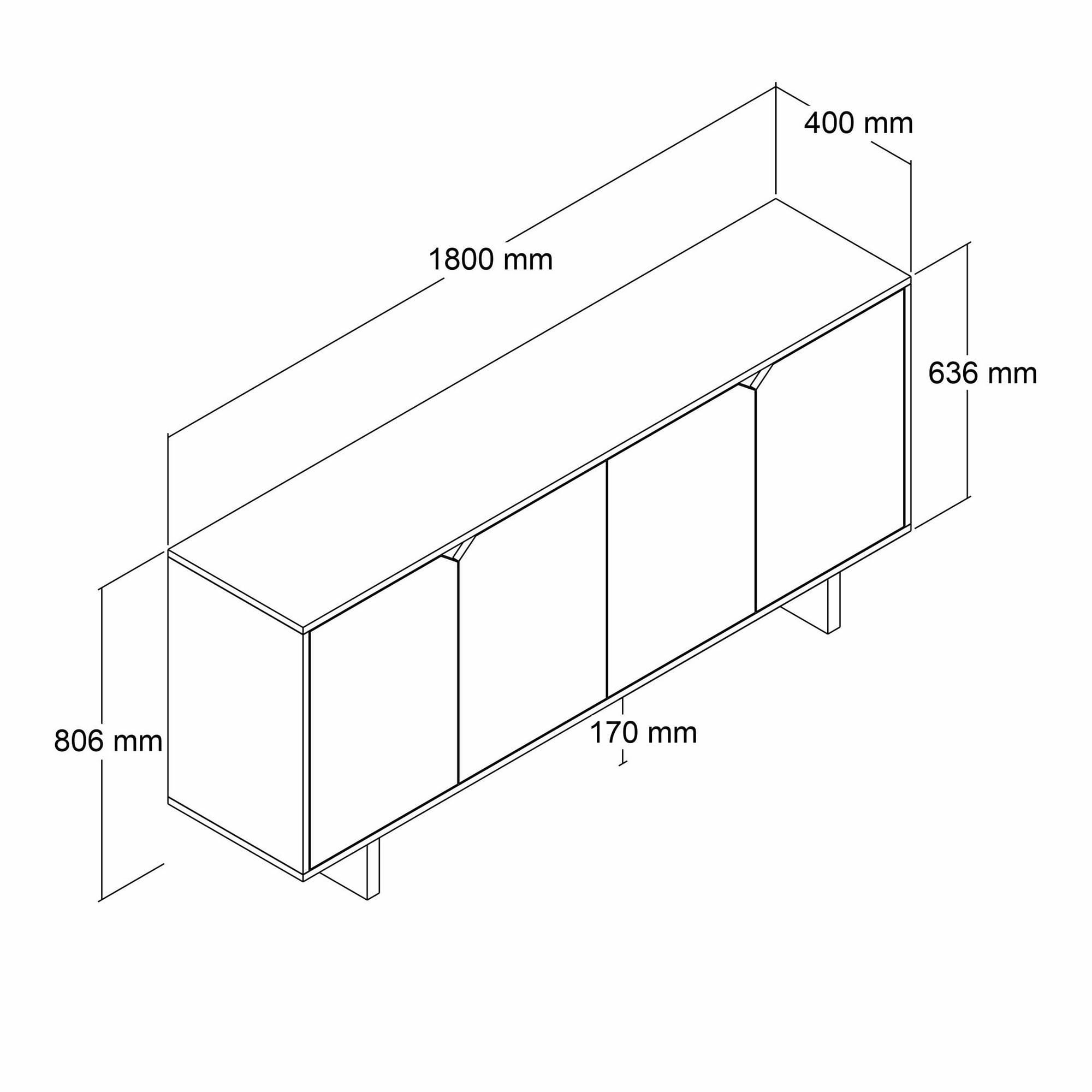 Consola Oz, 180 x 80,6 x 40 cm, bej, PAL melaminat, spatiu de depozitare, fixare pe perete — imaginea 2