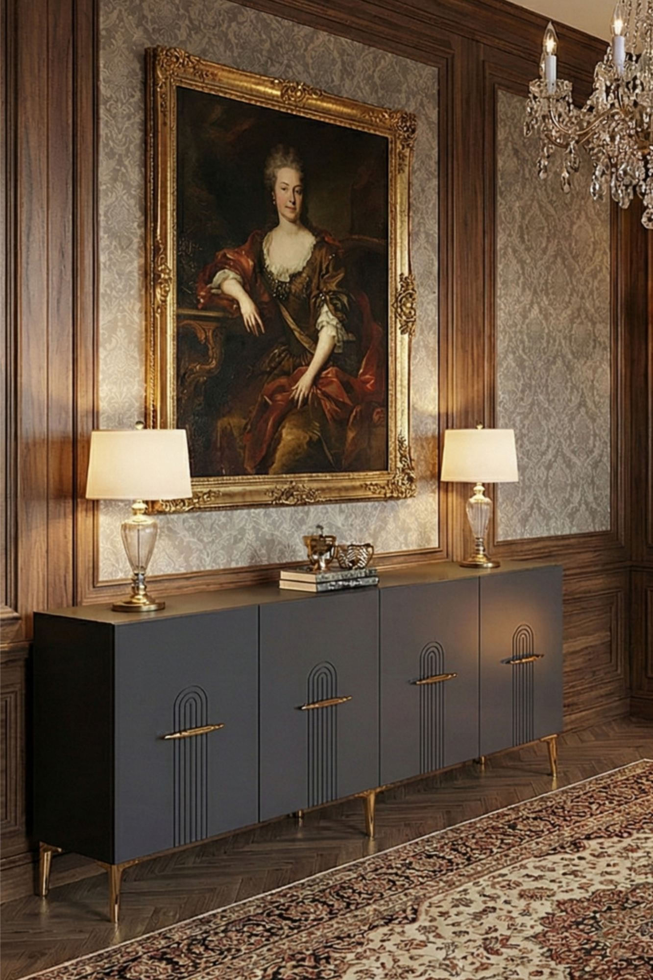Consola Ida 180, 180 x 75 x 32 cm, antracit auriu, PAL melaminat, antracit / gold — imaginea 7