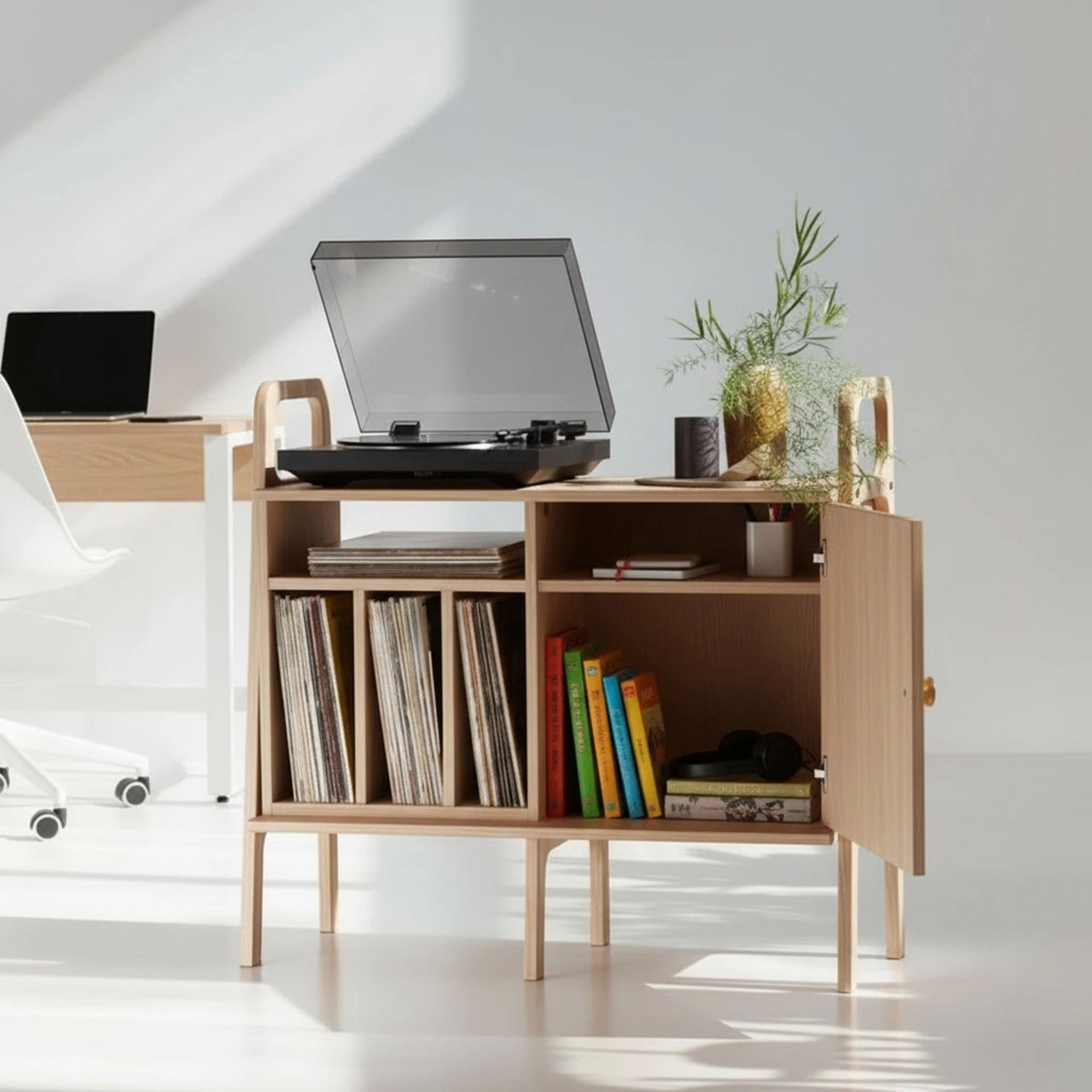 Consola CPT4835-100, 100 x 90 x 40 cm, natural, lemn, spatiu de depozitare, fixare pe perete — imaginea 3