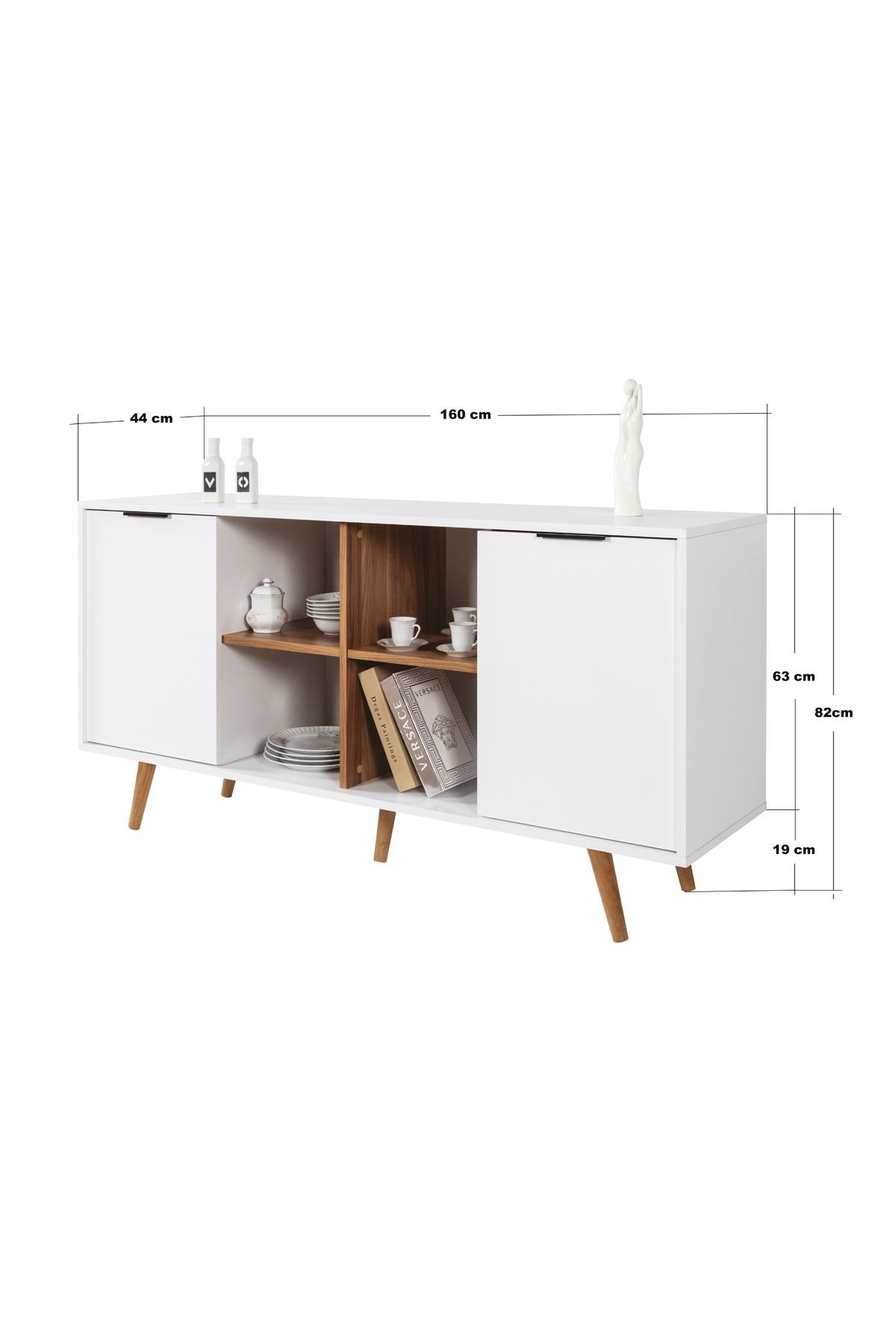 Consola Sina 4618, 160 x 82 x 44 cm, alb nuc, PAL melaminat — imaginea 2