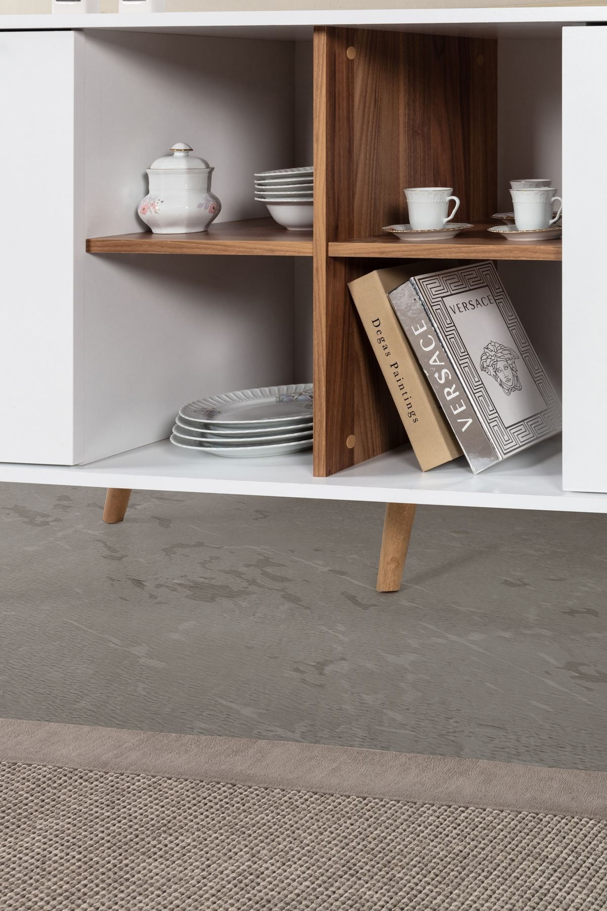 Consola Sina 4618, 160 x 82 x 44 cm, alb nuc, PAL melaminat — imaginea 4