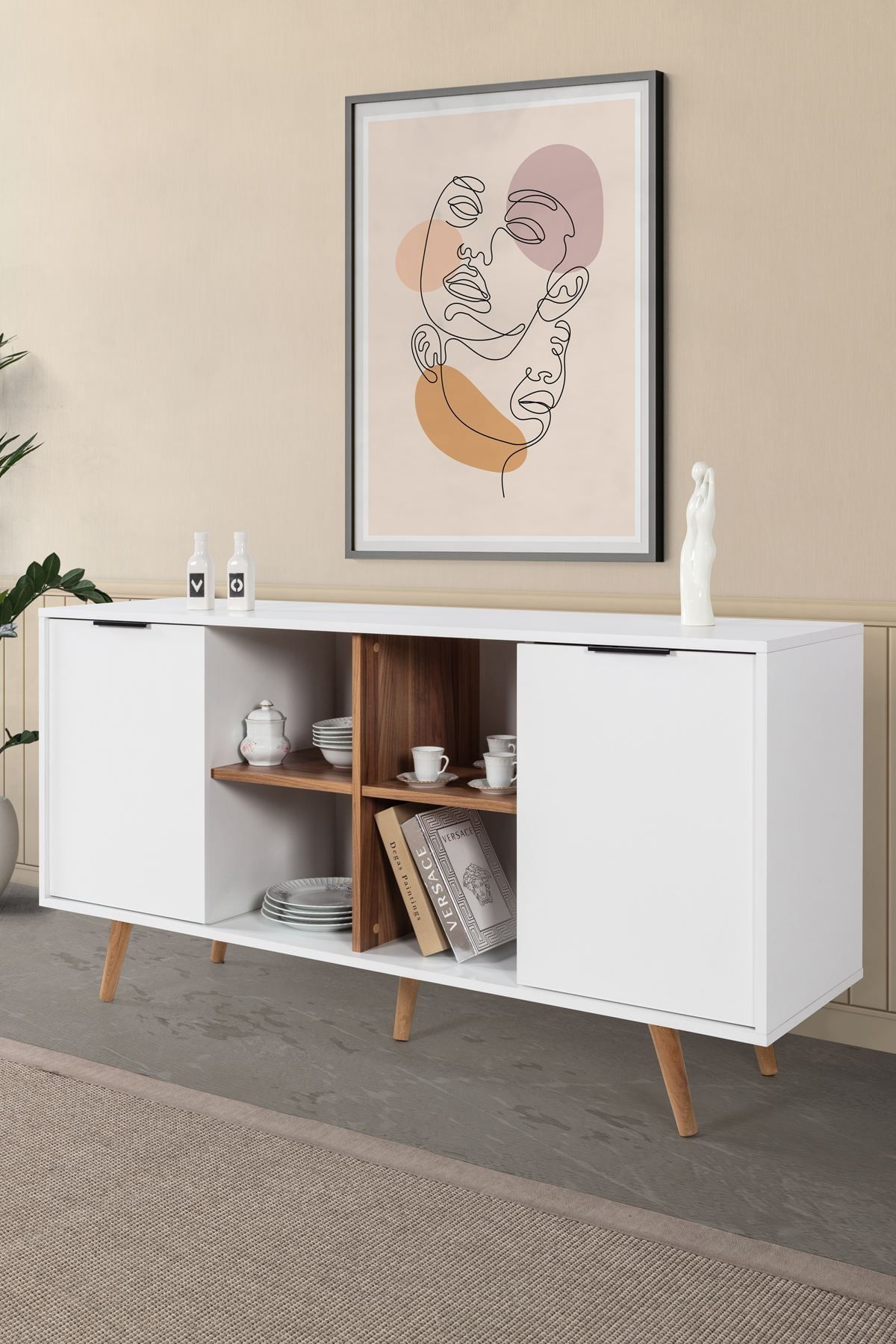 Consola Sina 4618, 160 x 82 x 44 cm, alb nuc, PAL melaminat — imaginea 5