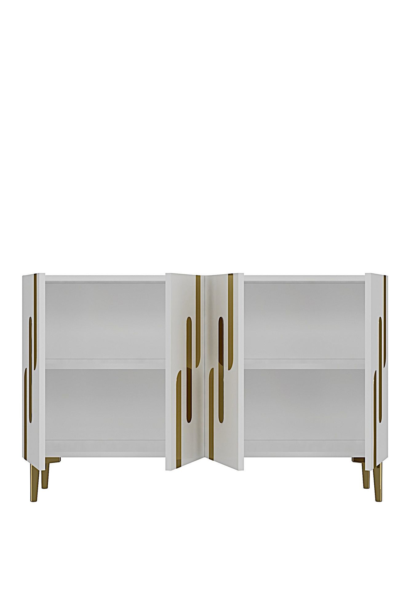 Consola Ece 120, 120 x 75 x 32 cm, alb auriu, PAL melaminat, oglinda inclusa, alb / gold — imaginea 6