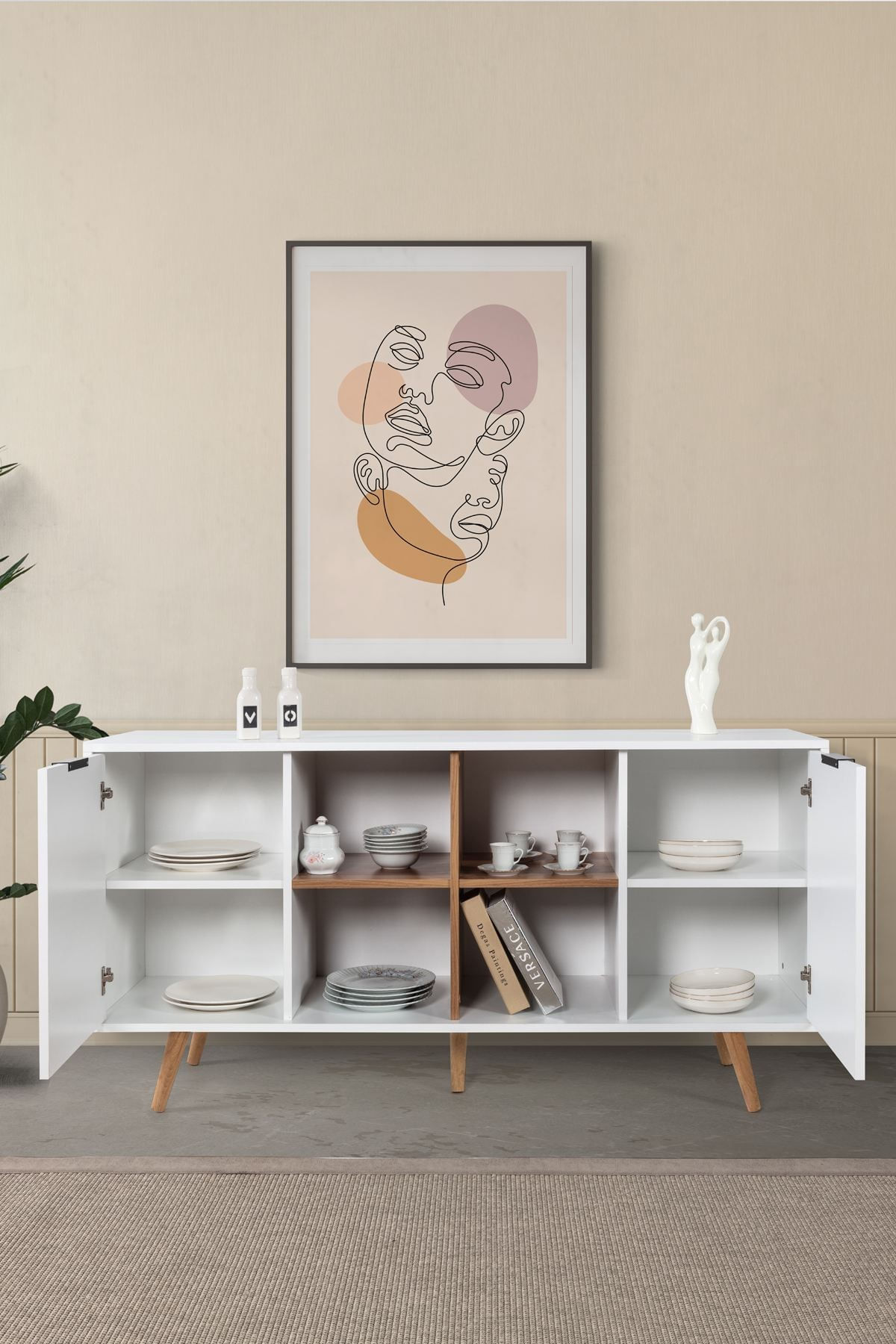 Consola Sina 4618, 160 x 82 x 44 cm, alb nuc, PAL melaminat — imaginea 7