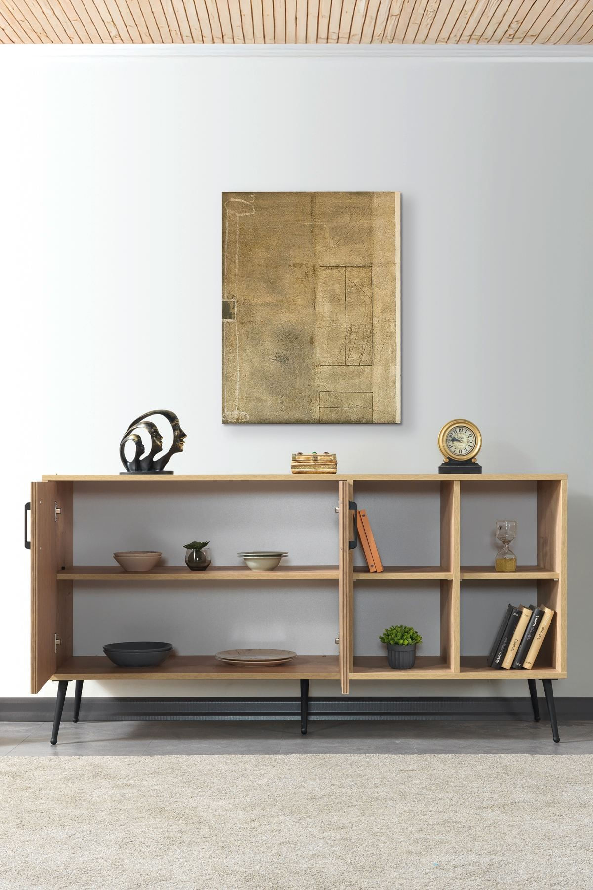 Consola Şile 4610, 160 x 83 x 44 cm, stejar safir, PAL melaminat — imaginea 2